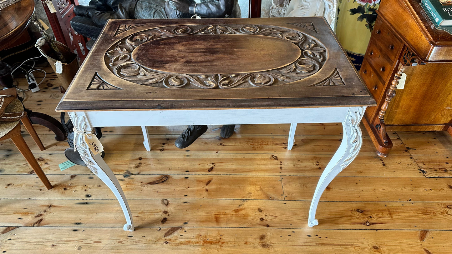 Beautiful French Provincial Console Table with Carved Detail