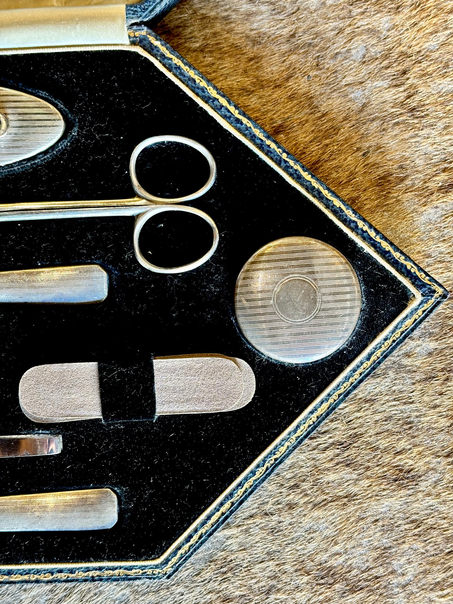 Silver Art Deco Makeup Manicure Set Vintage