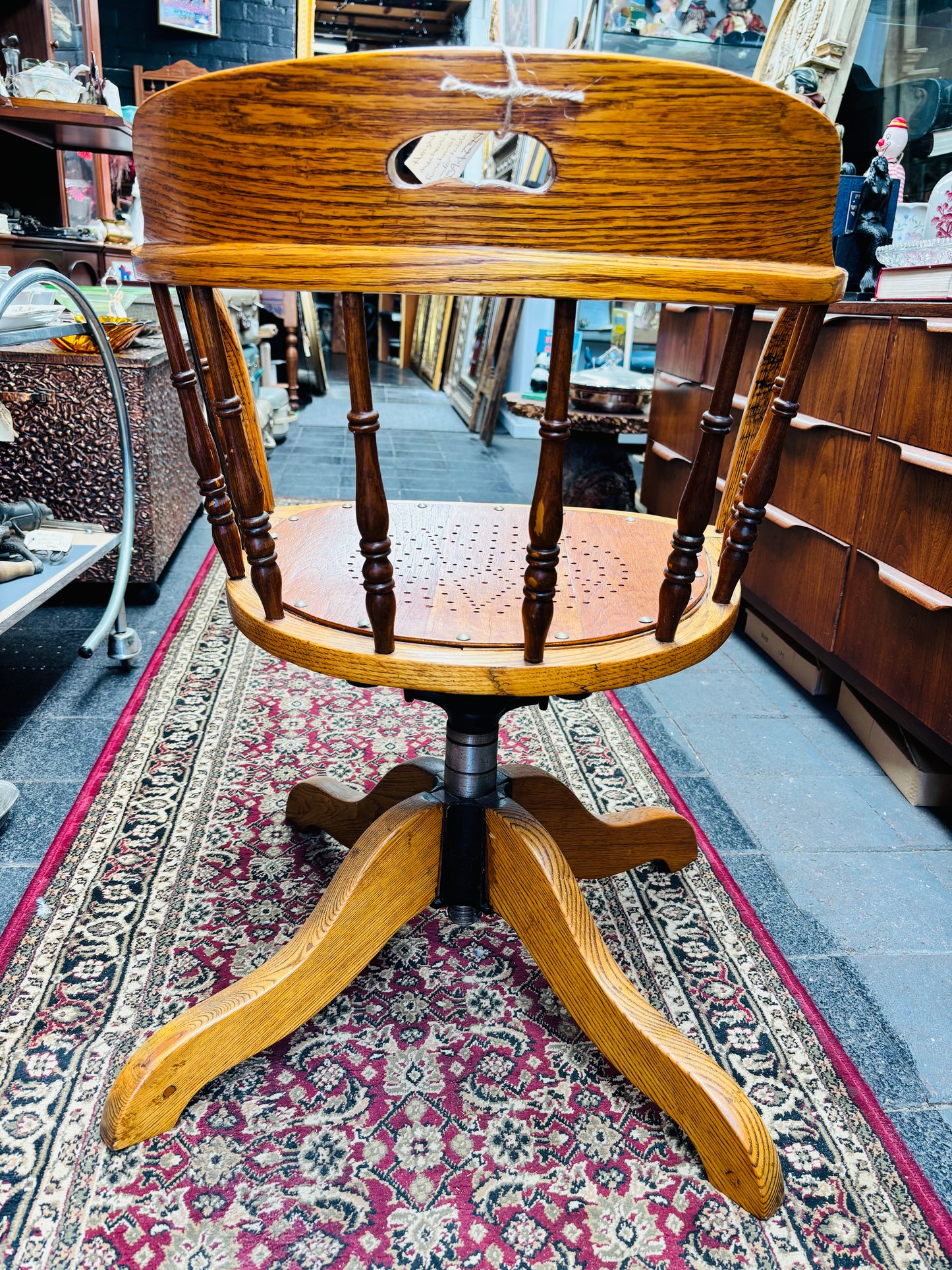 Solid Oak Edwardian Swivel Chair