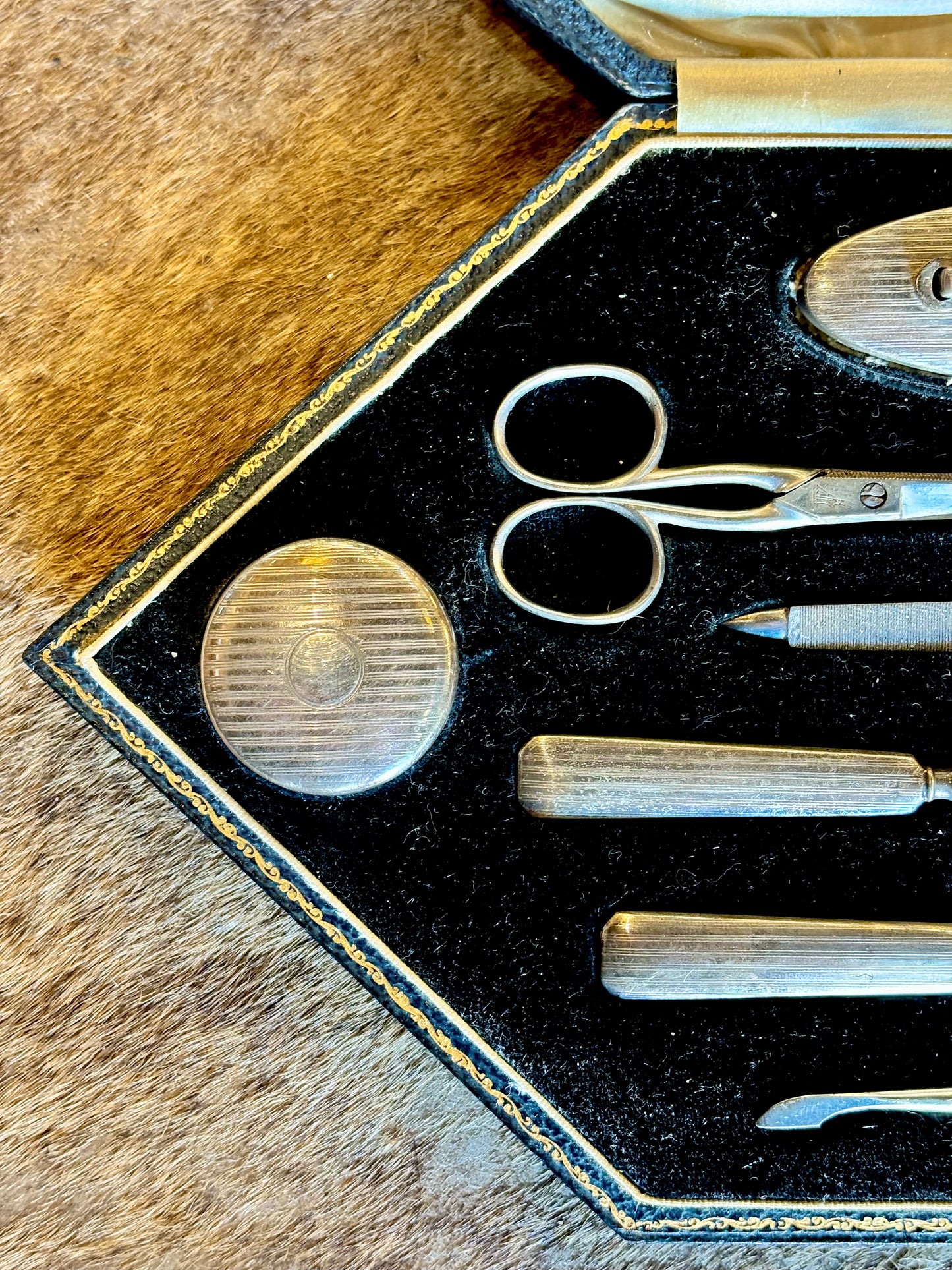 Silver Art Deco Makeup Manicure Set Vintage