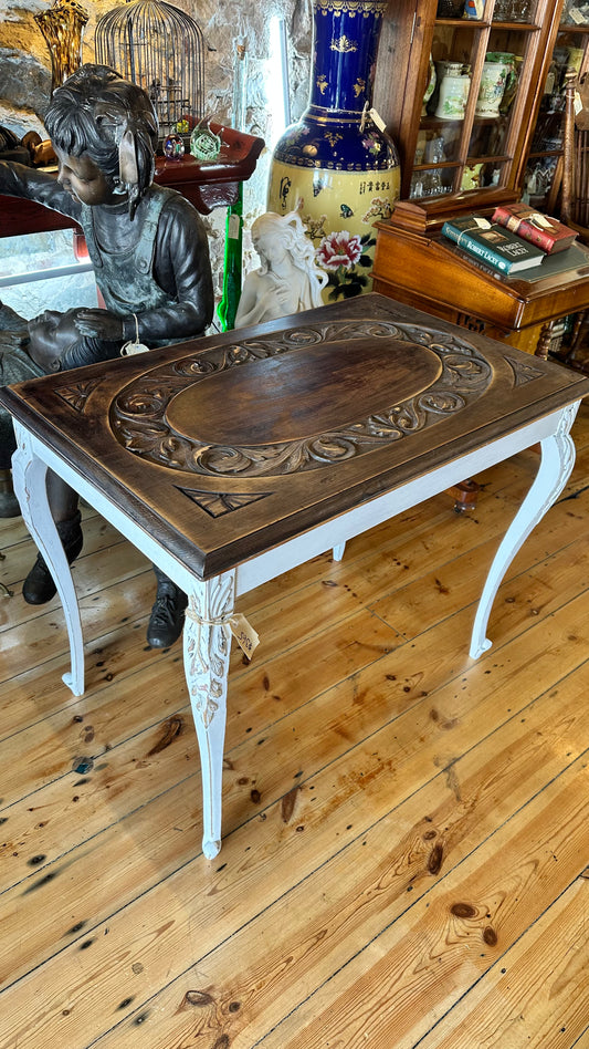 Beautiful French Provincial Console Table with Carved Detail