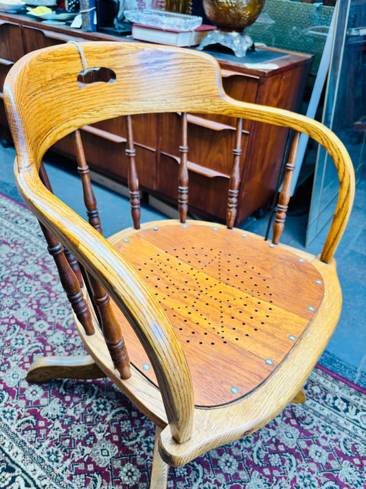 Solid Oak Edwardian Swivel Chair