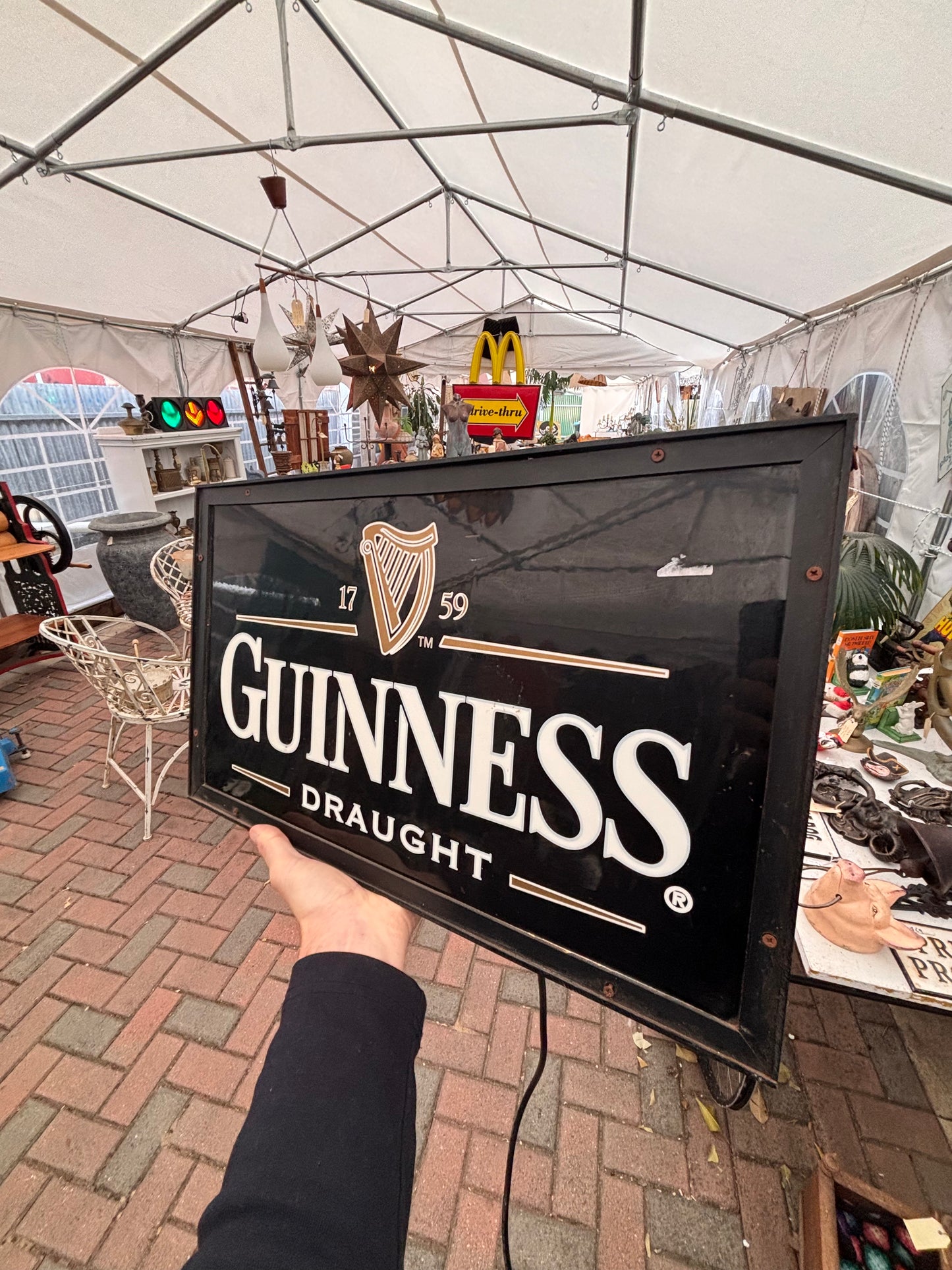 Vintage Guinness Draught Light-Up Sign – 51cm Bar Display Lightbox