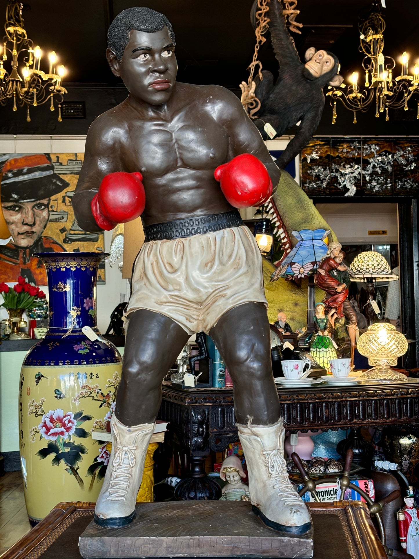 Mohammed Ali Boxer Statue Vintage Resin Cassius Clay Joe Frazier