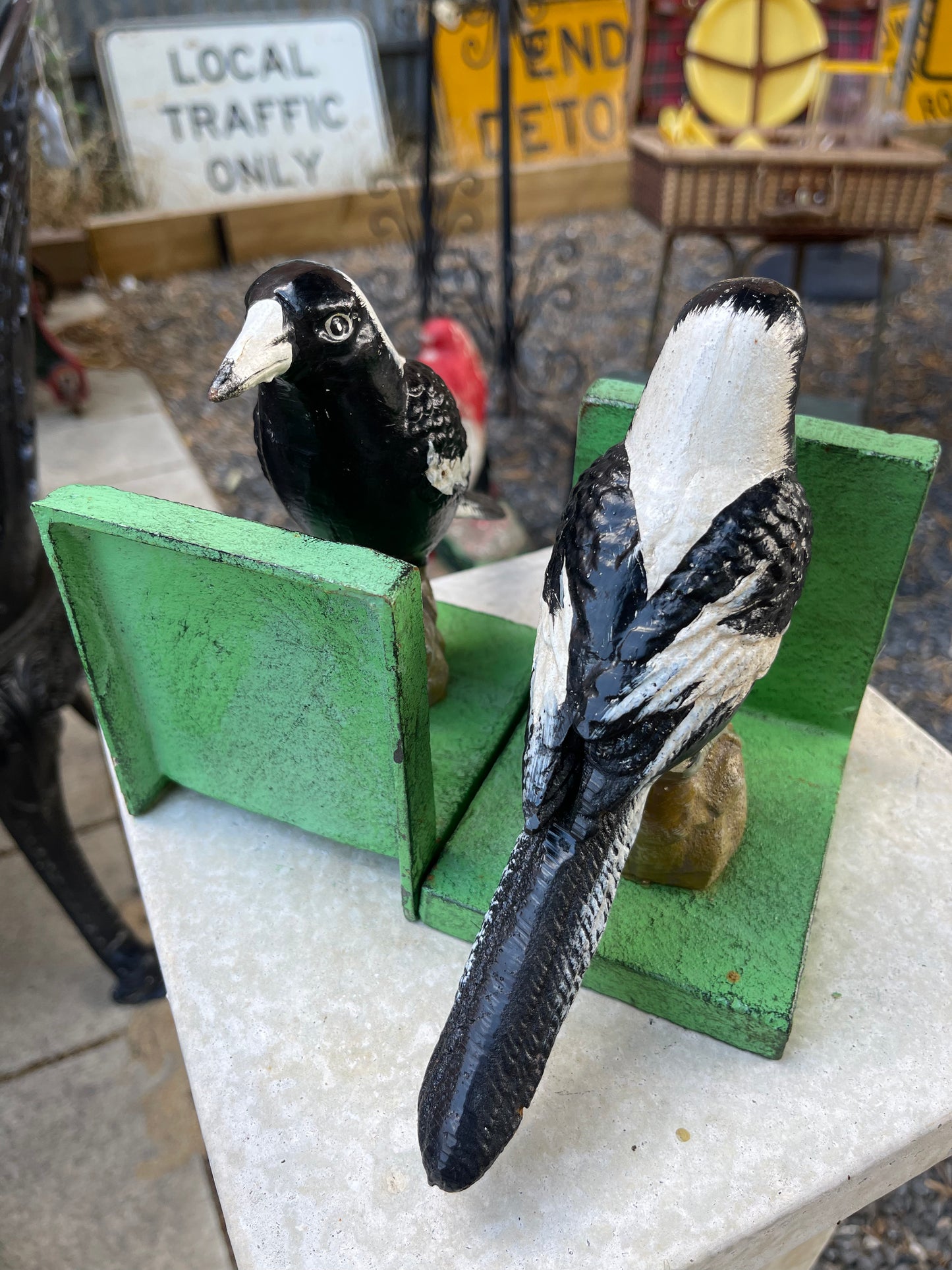 Cast Iron Magpie Bookends