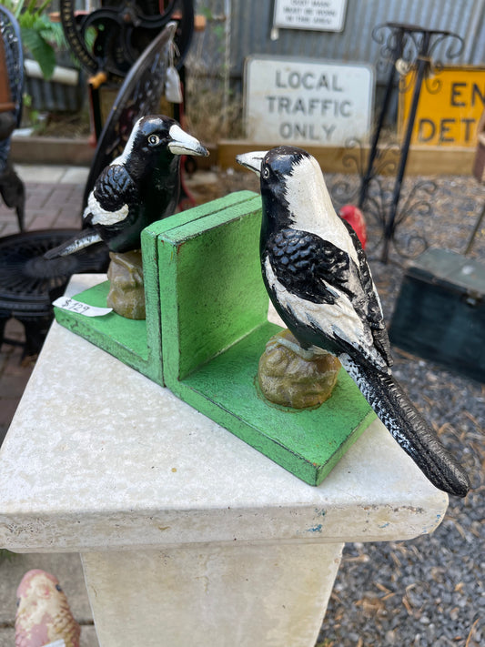 Cast Iron Magpie Bookends