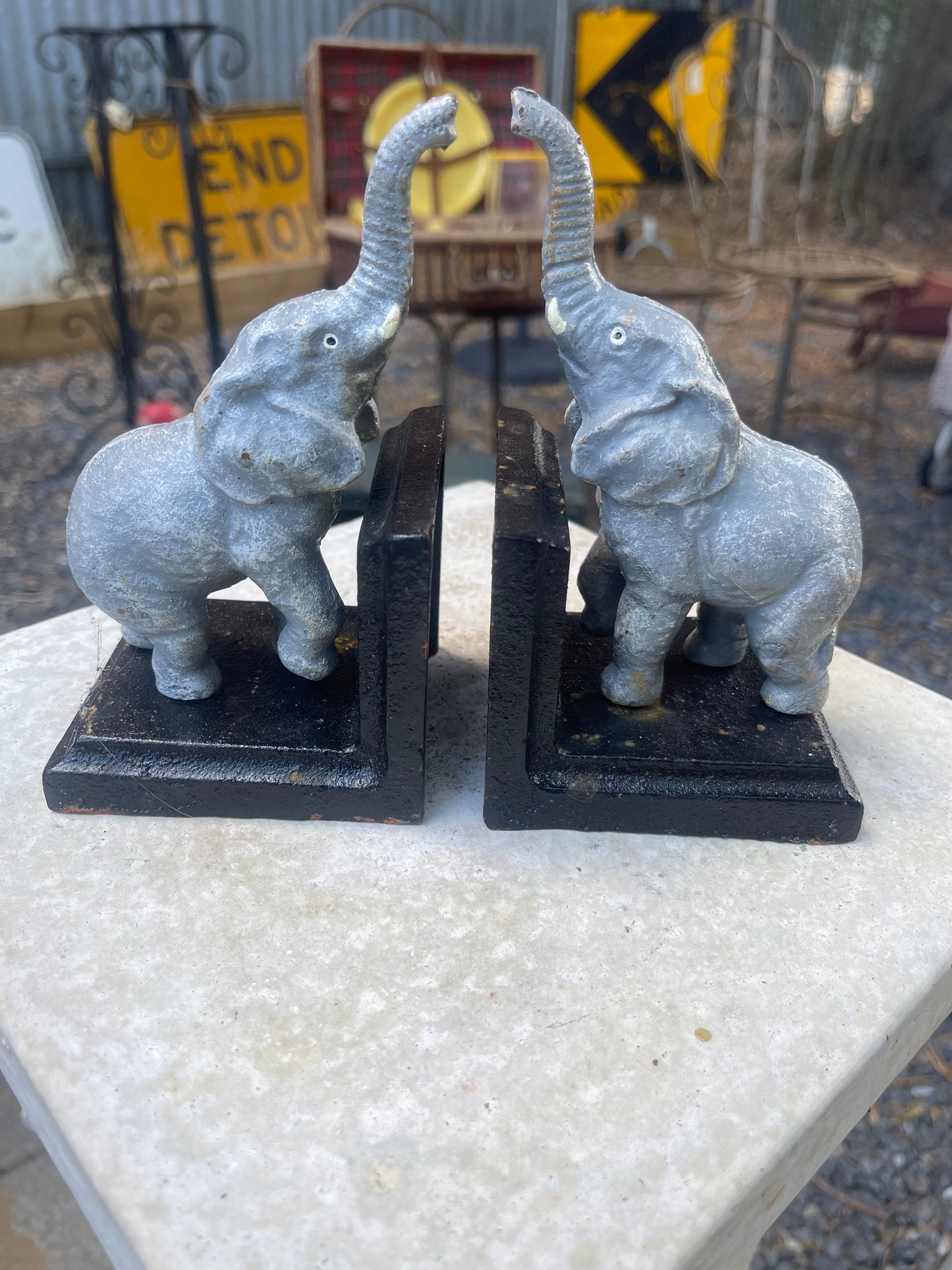 Cast Iron Elephant Bookends