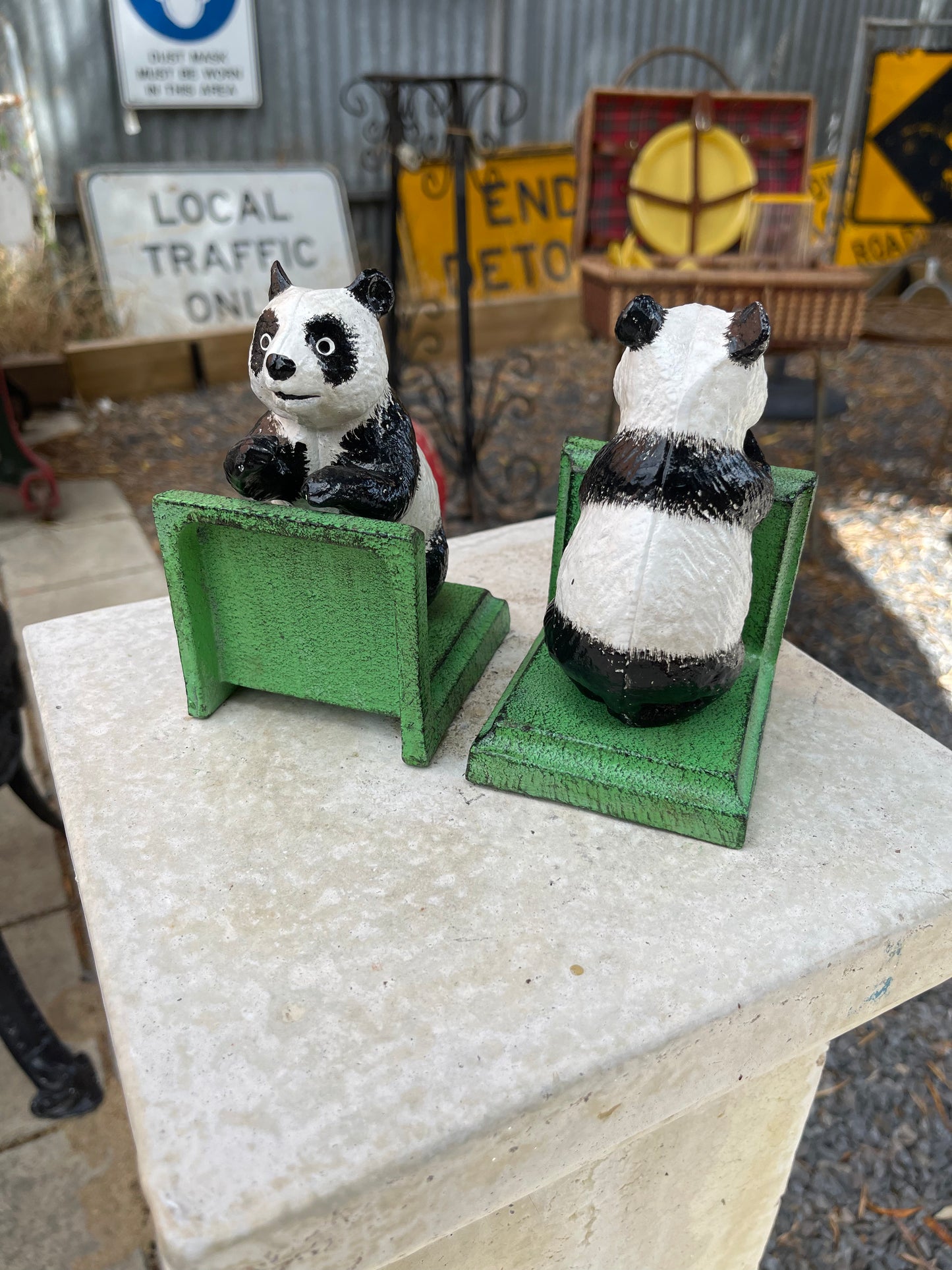 Cast Iron Panda Bookends