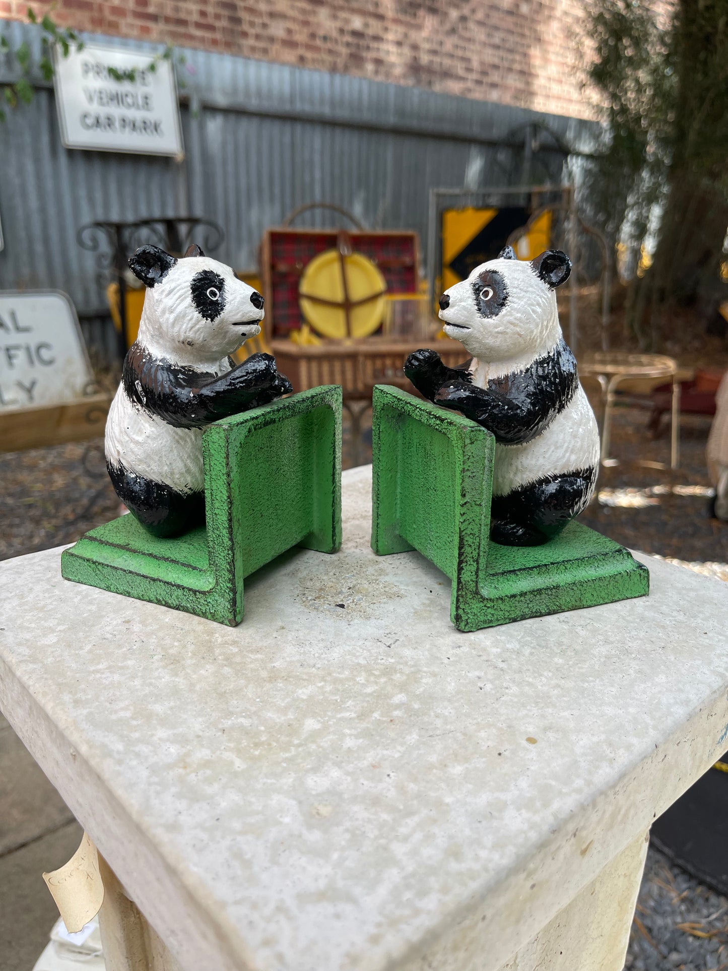 Cast Iron Panda Bookends