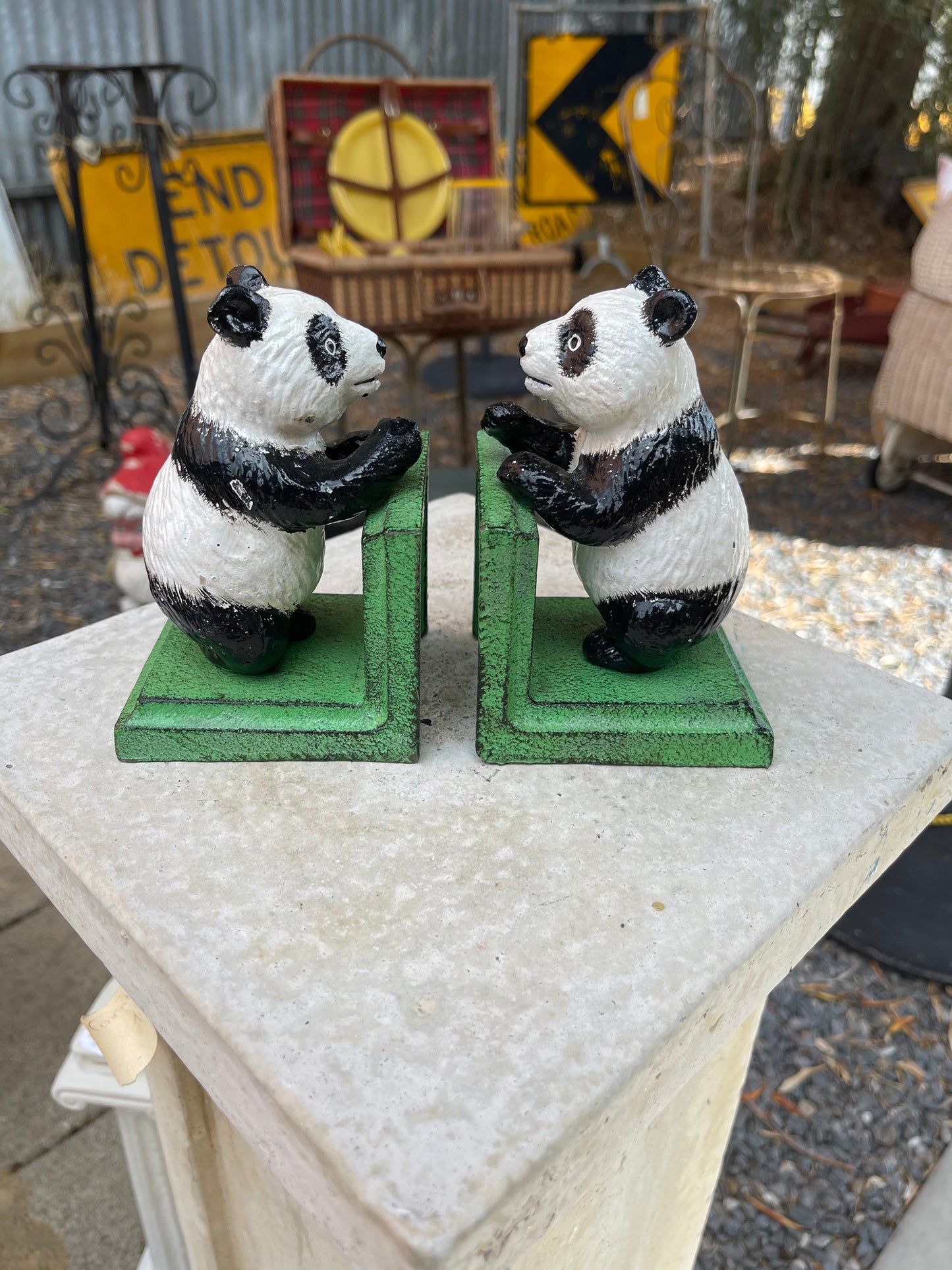 Cast Iron Panda Bookends