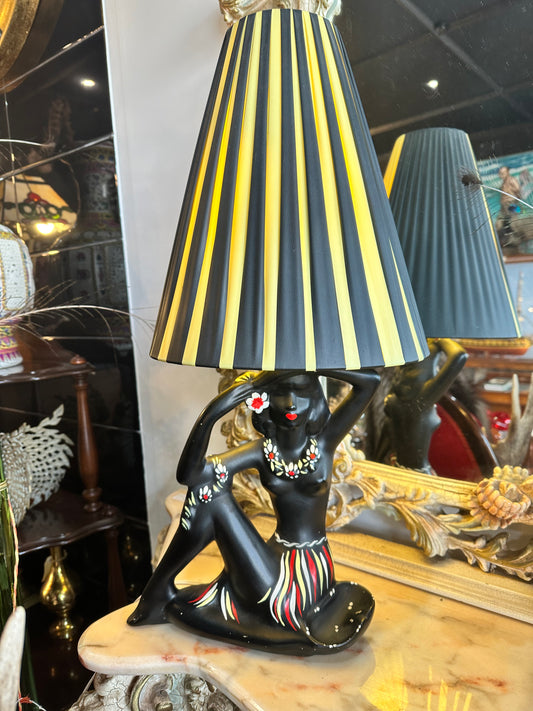 Vintage Barsony Lamp with original shade, Hawaiian Lady Model FL 27