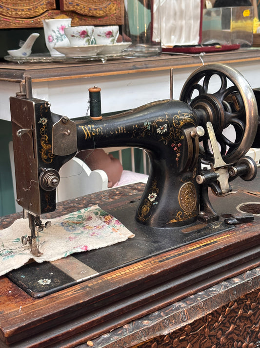 Antique Wertheim Hand Crank Sewing Machine c1900 – Frankfurt Germany with Wooden Case