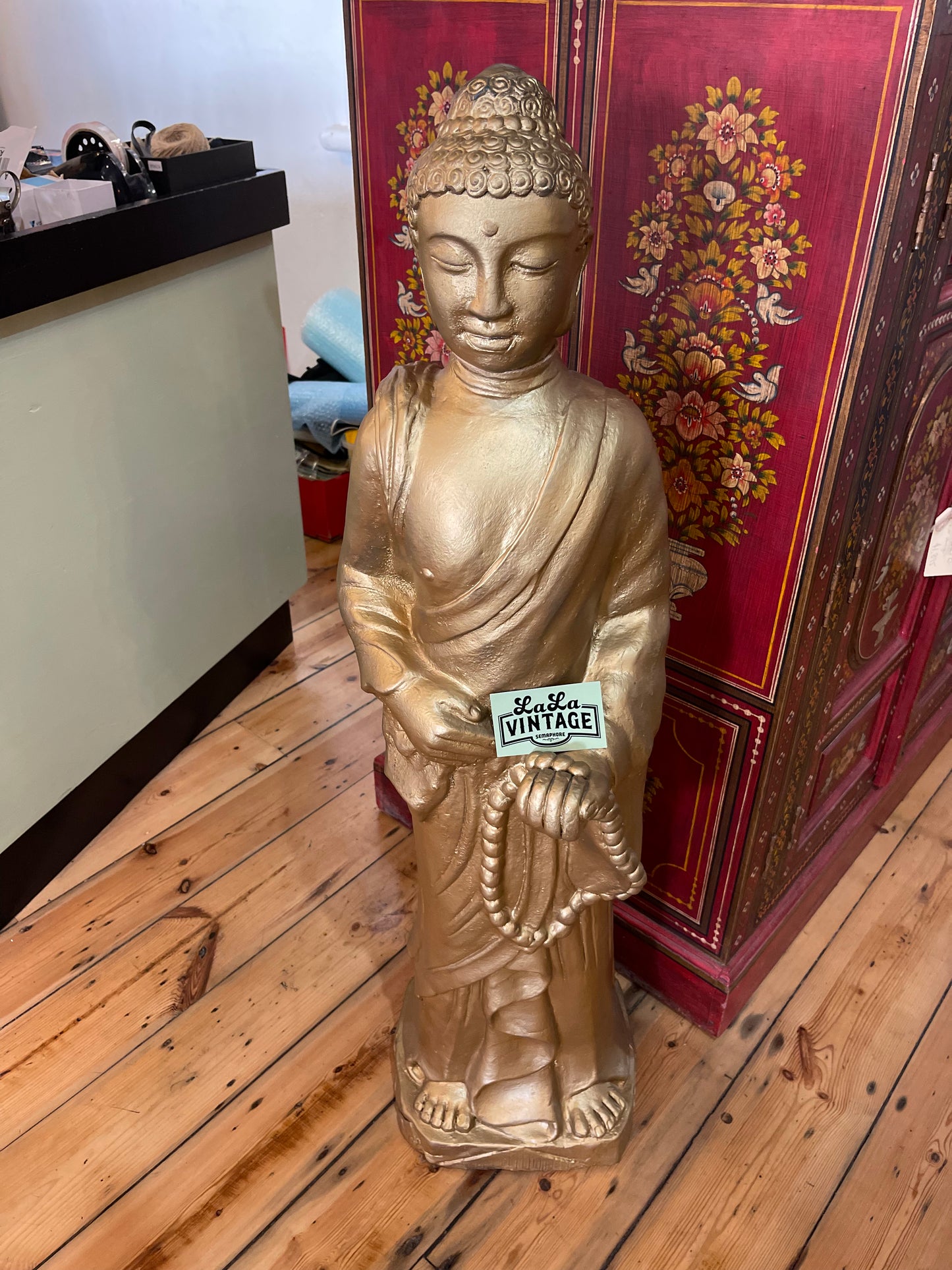 Beautiful Budha, painted gold, 112cm tall