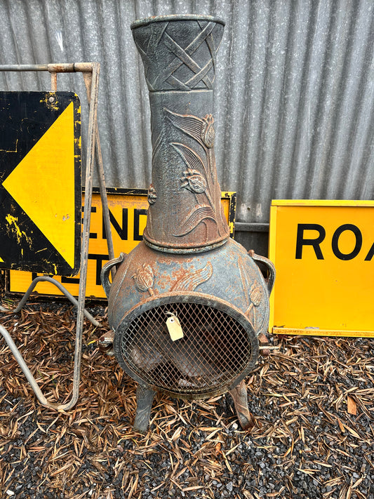 Cast Iron Chiminea, Original and Heavy, Perfect for Outdoor Entertaining