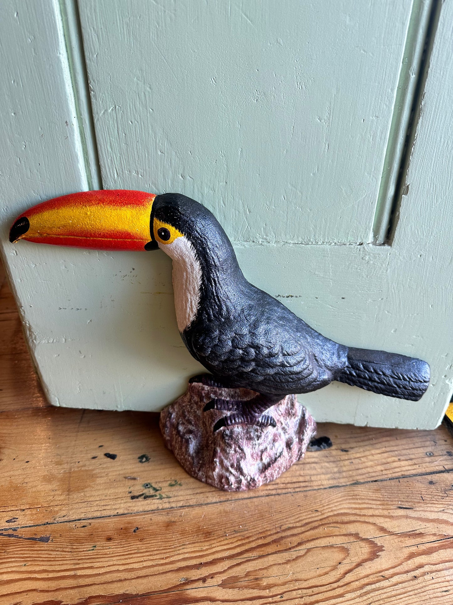 Cast Iron Toucan Doorstop, hand painted, quality reproduction