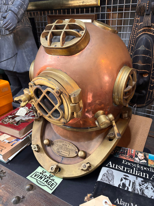 Vintage U.S. Navy Mark V Diving Helmet – Copper & Brass Maritime Display