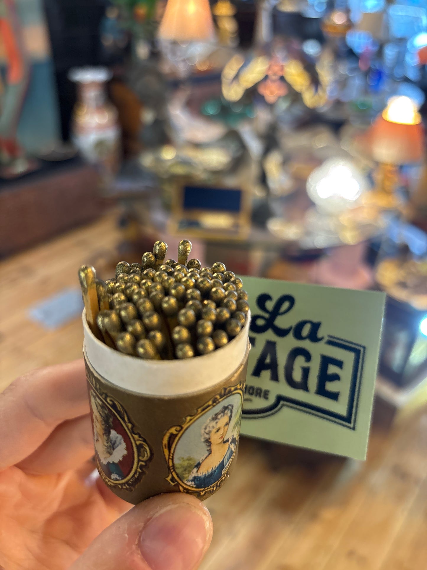 1920s German “Beauties XVIIIth Century” Celluloid-Top Match Barrel – Novelty Dummy Matches