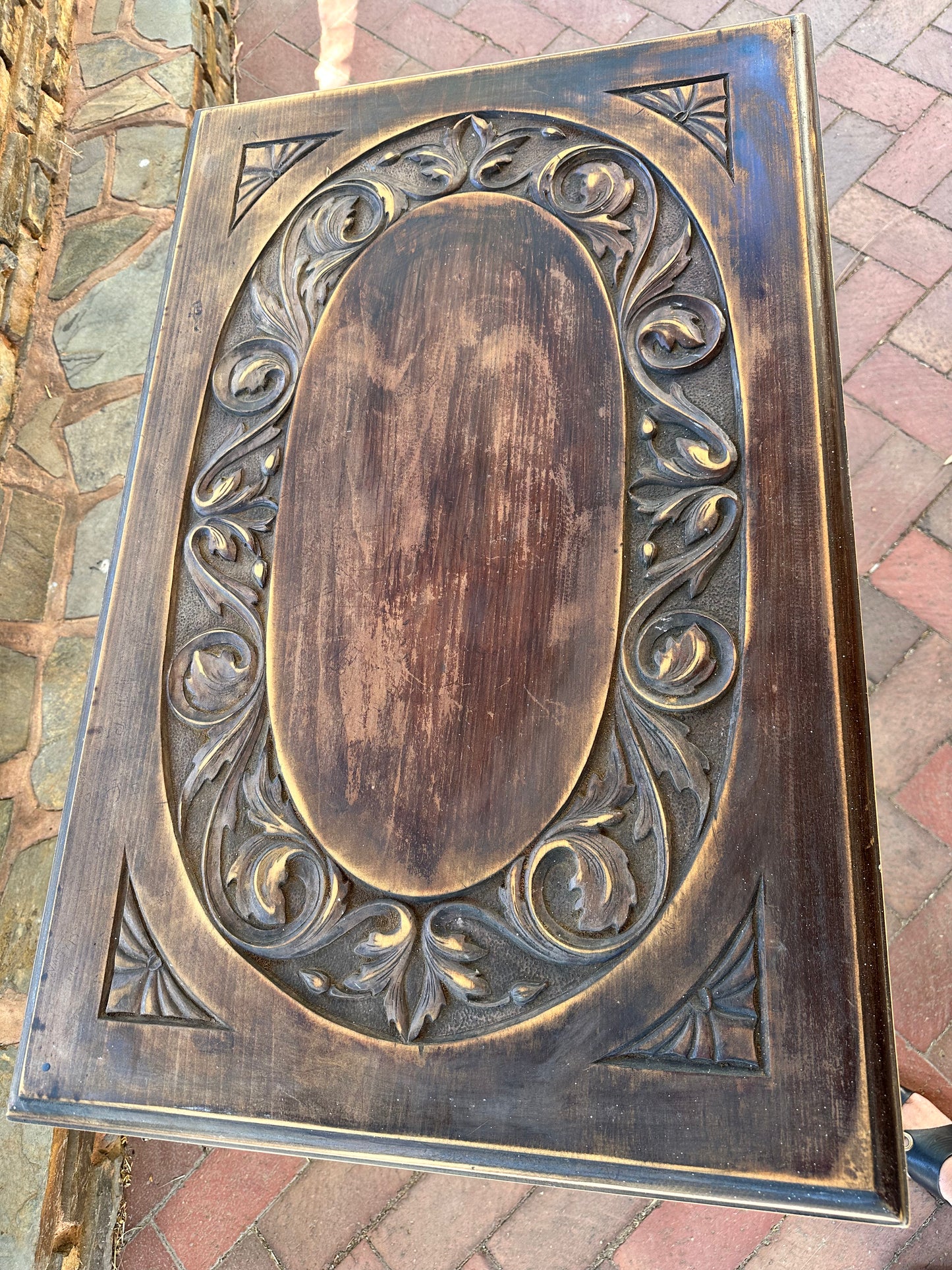 Beautiful Console Table with Carved Detailed Top