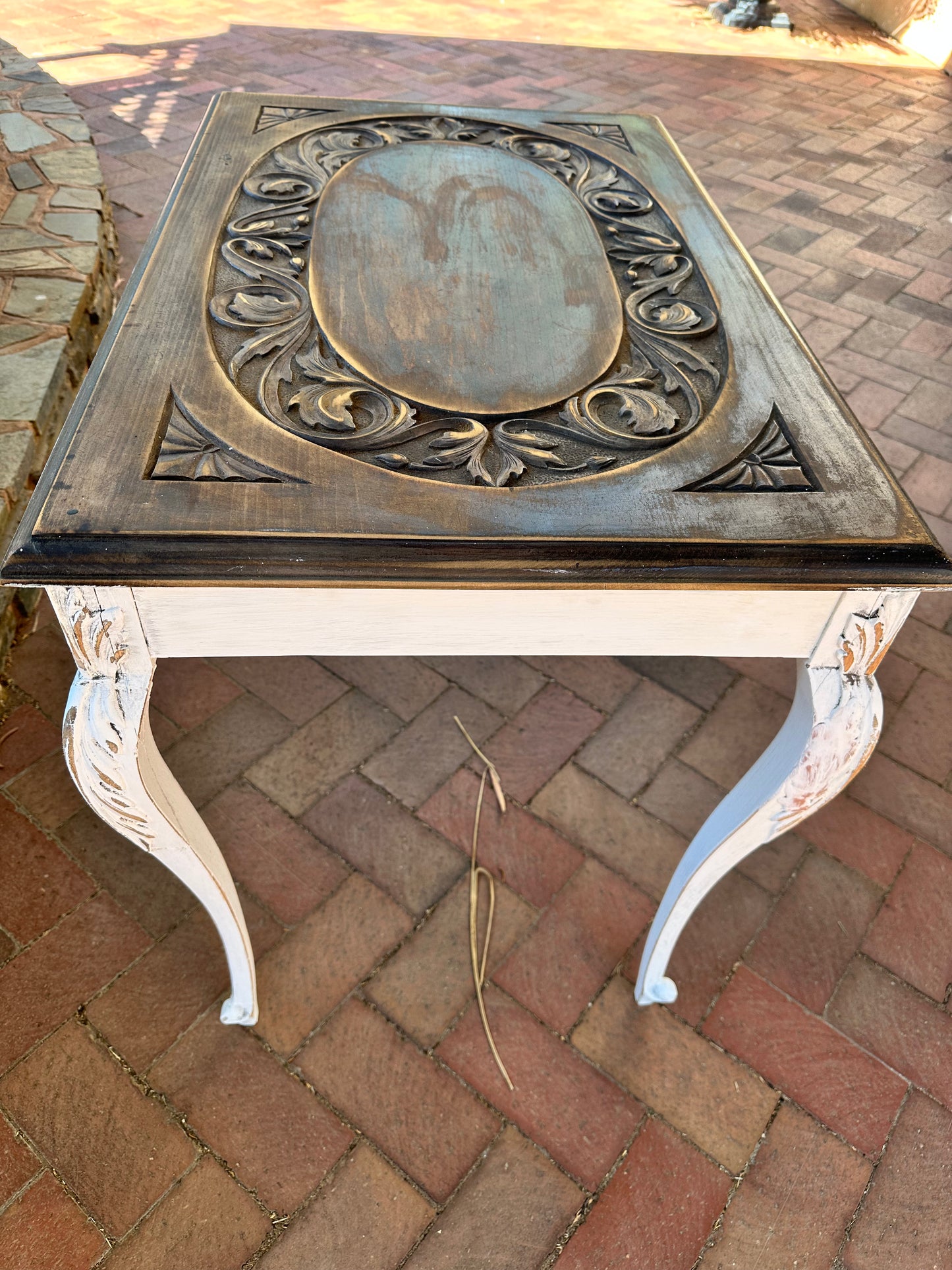 Beautiful Console Table with Carved Detailed Top