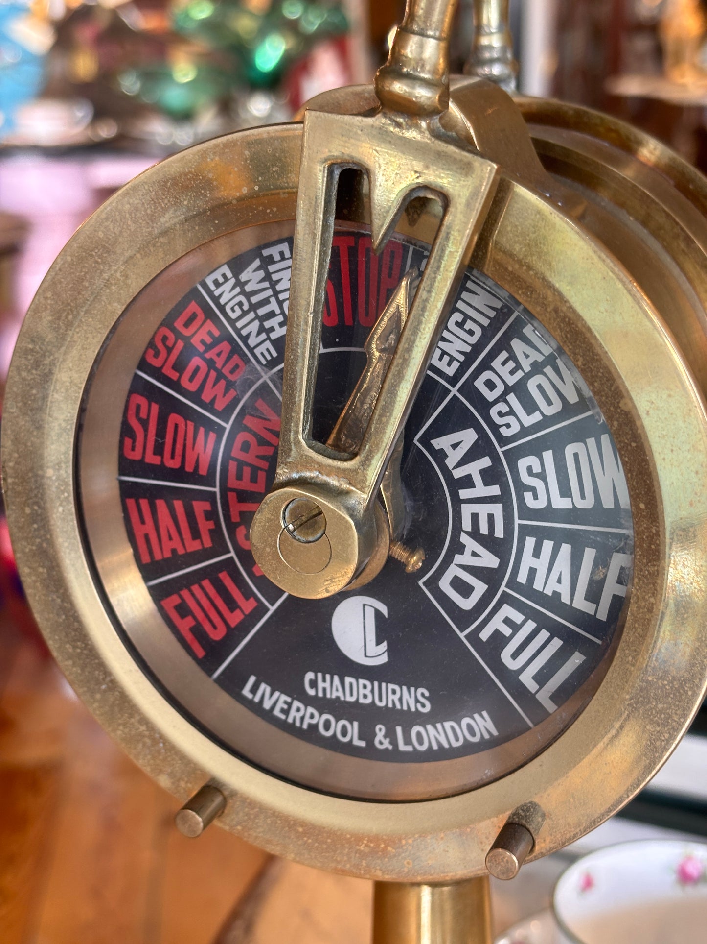 Brass Ship’s Telegraph Reproduction with Clock — Nautical Decor