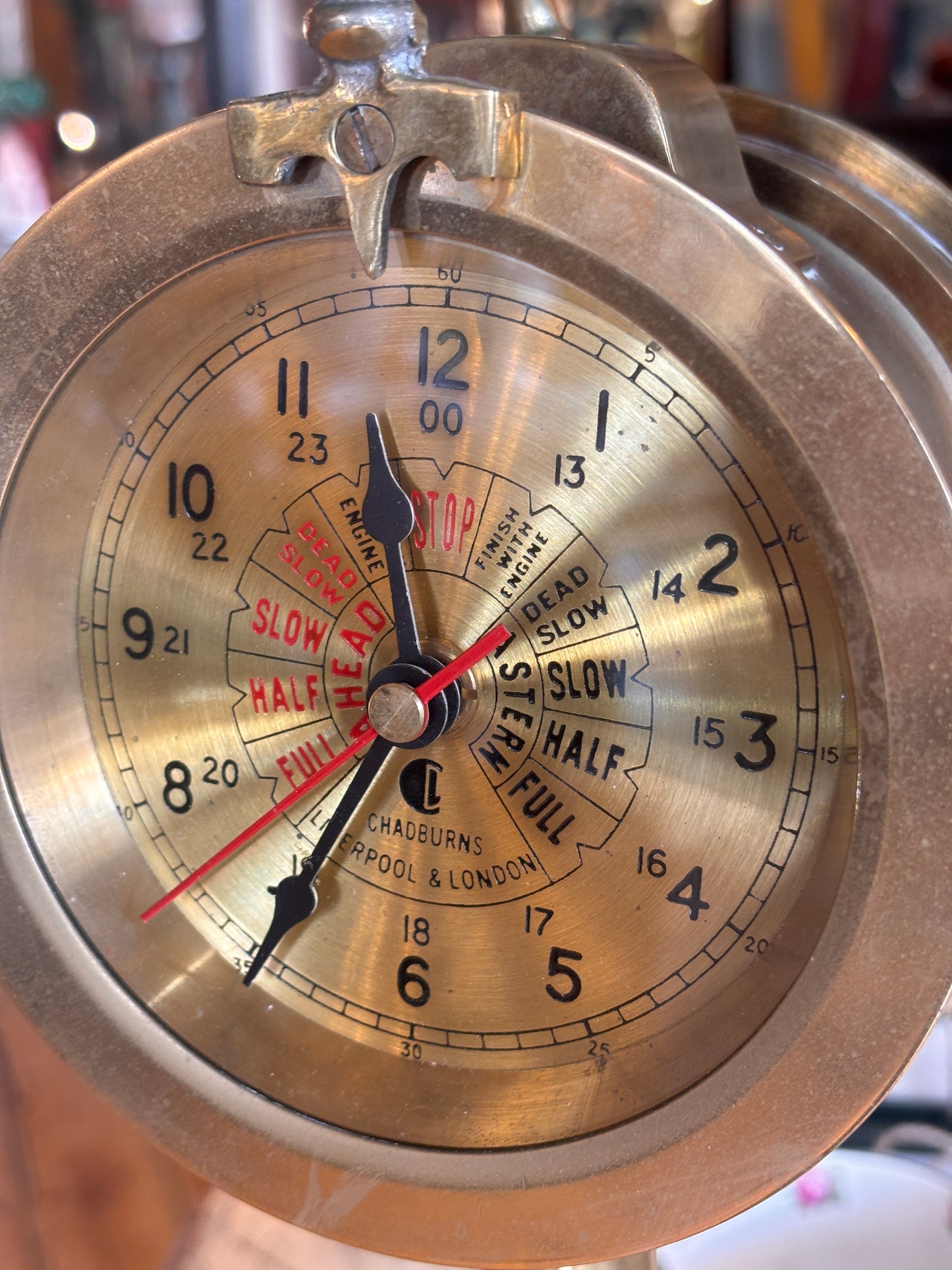 Brass Ship’s Telegraph Reproduction with Clock — Nautical Decor