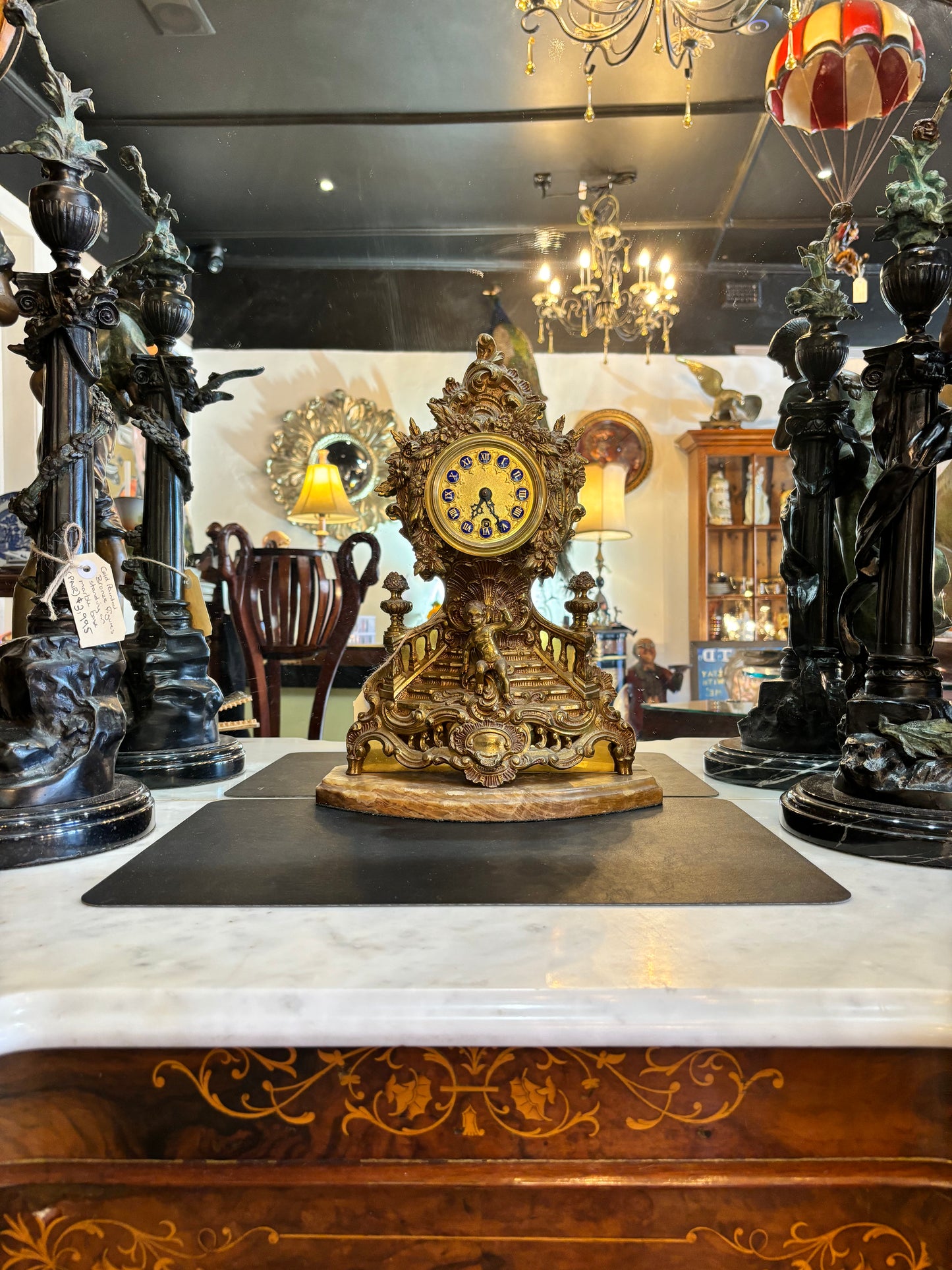 Brass & Marble Mantle Clock