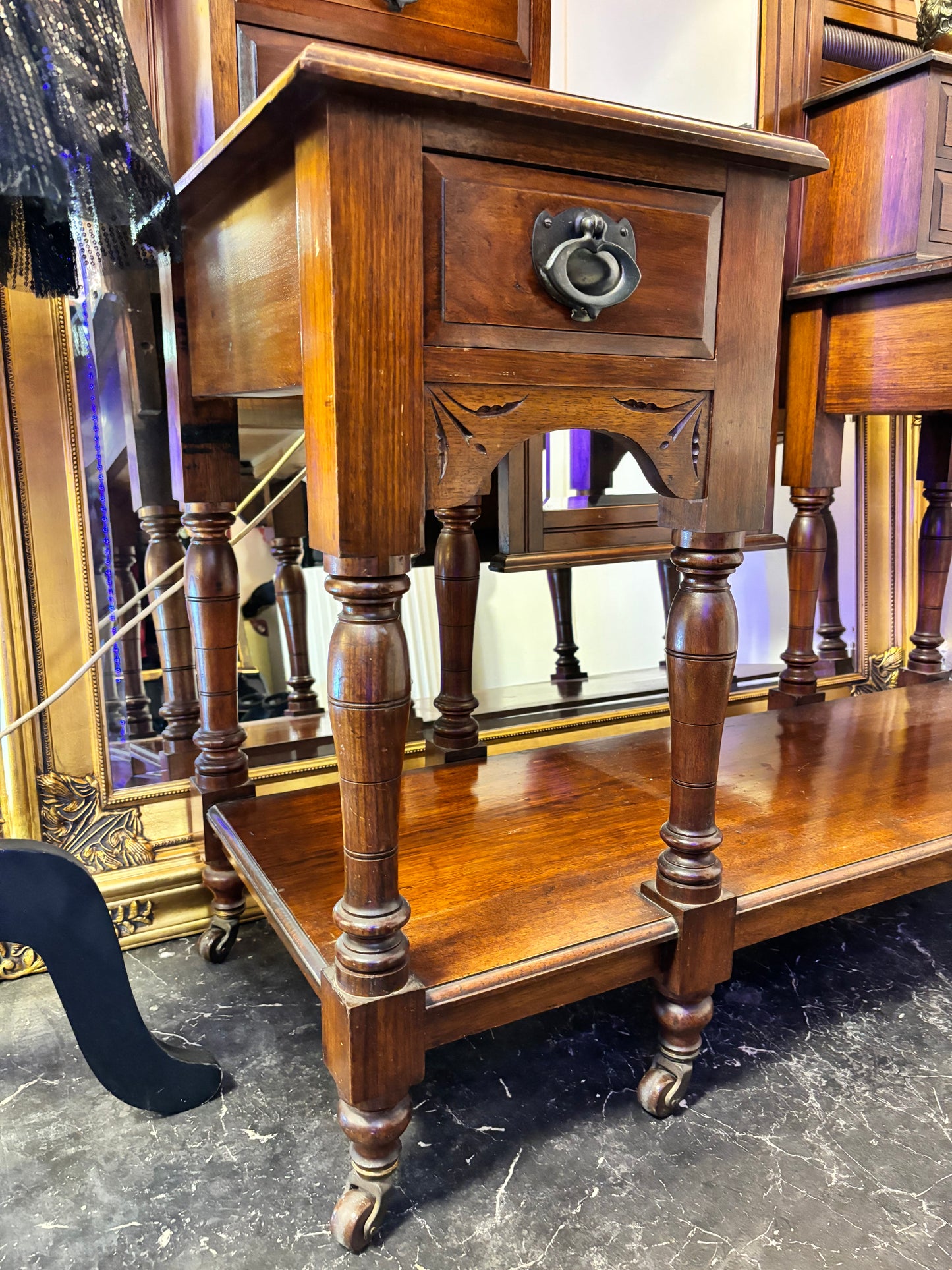 Antique Hardwood Dressing Table with Mirror