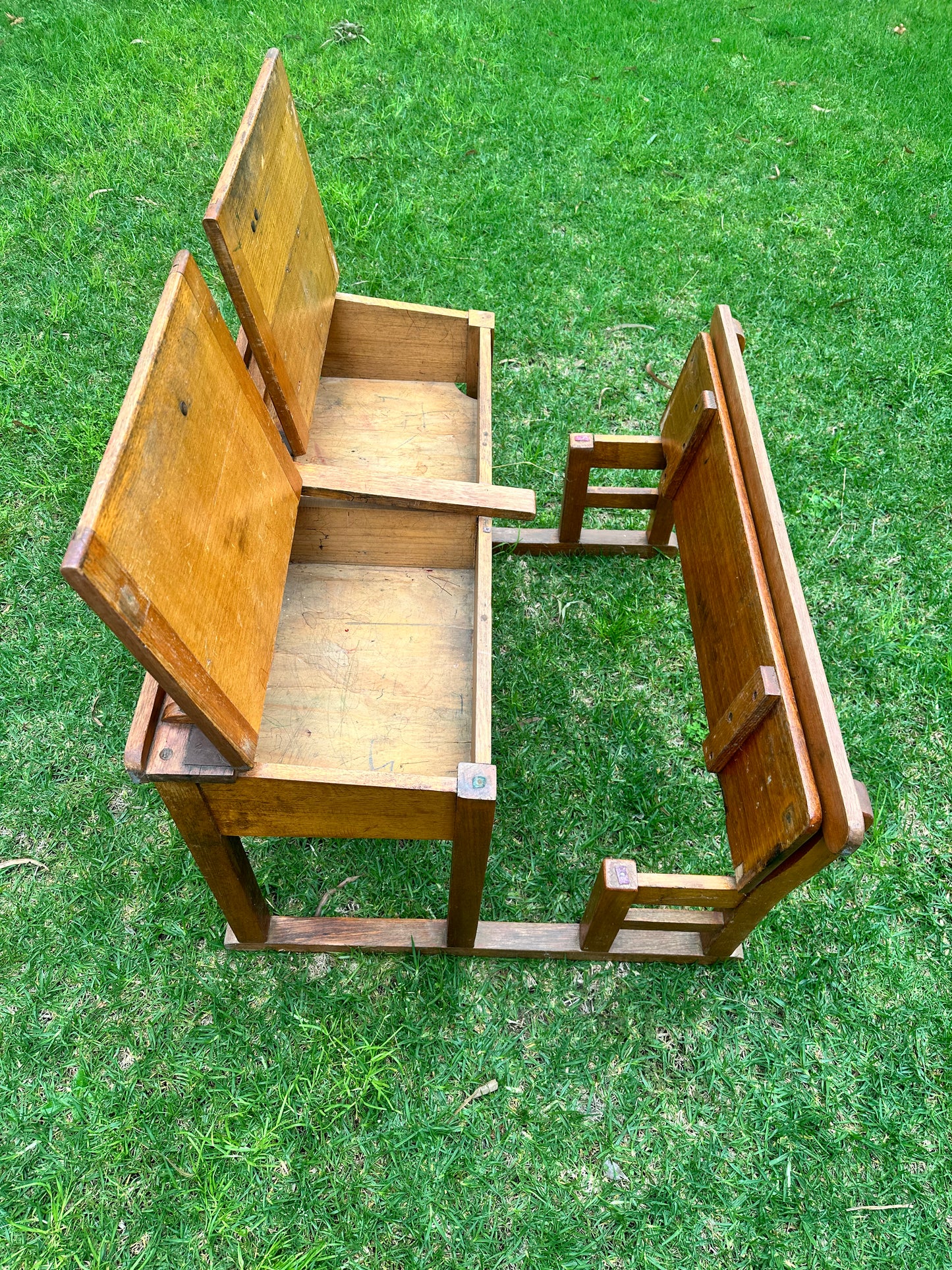 School Desk, Antique Double Wooden