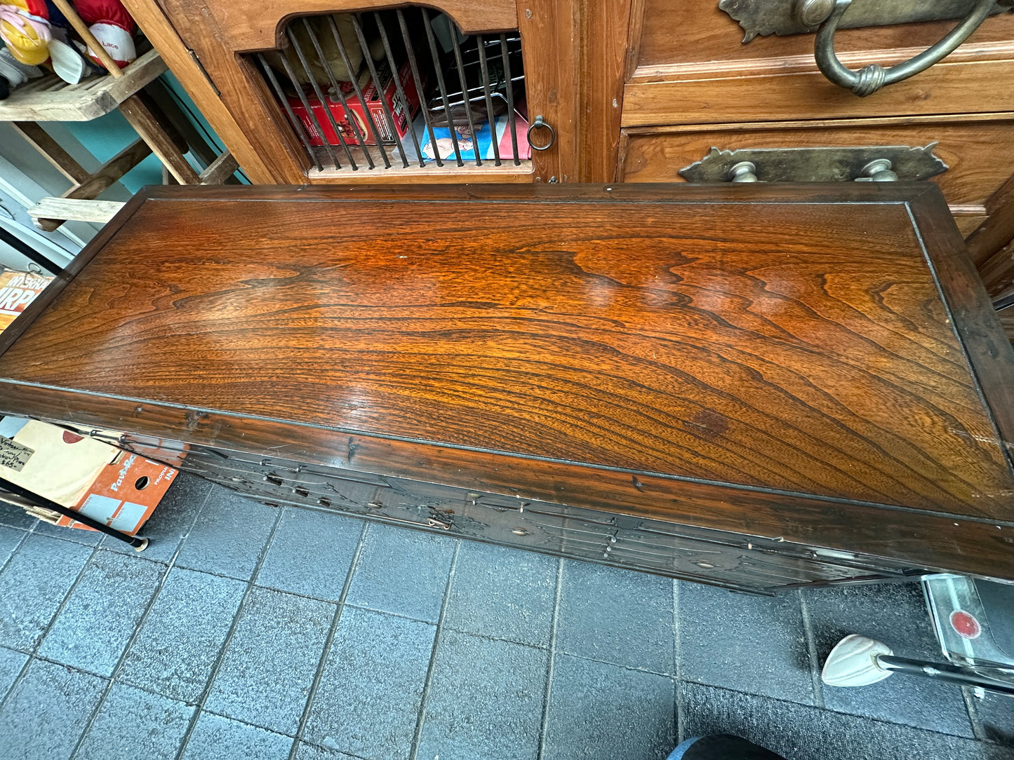 Korean bandaji (blanket) chest with brass hardware, 4 drawers with 2 lower doors