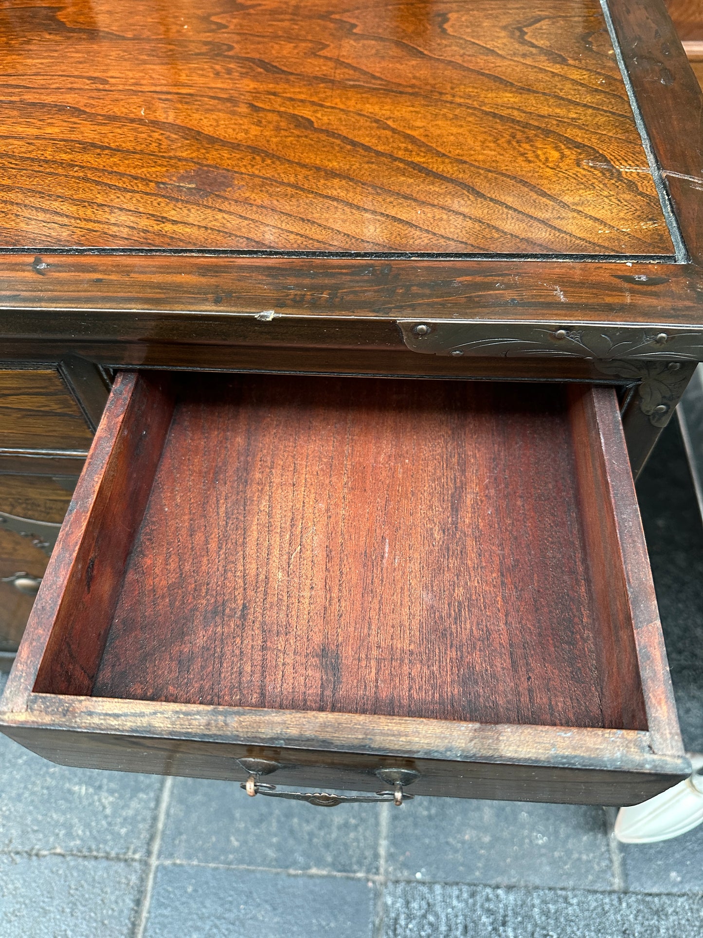 Korean bandaji (blanket) chest with brass hardware, 4 drawers with 2 lower doors