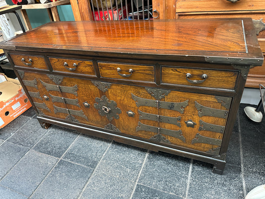 Korean bandaji (blanket) chest with brass hardware, 4 drawers with 2 lower doors