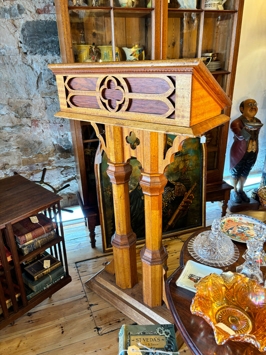 Solid Wood Preaching Pulpit - Historic Original Snowtown Church Lectern