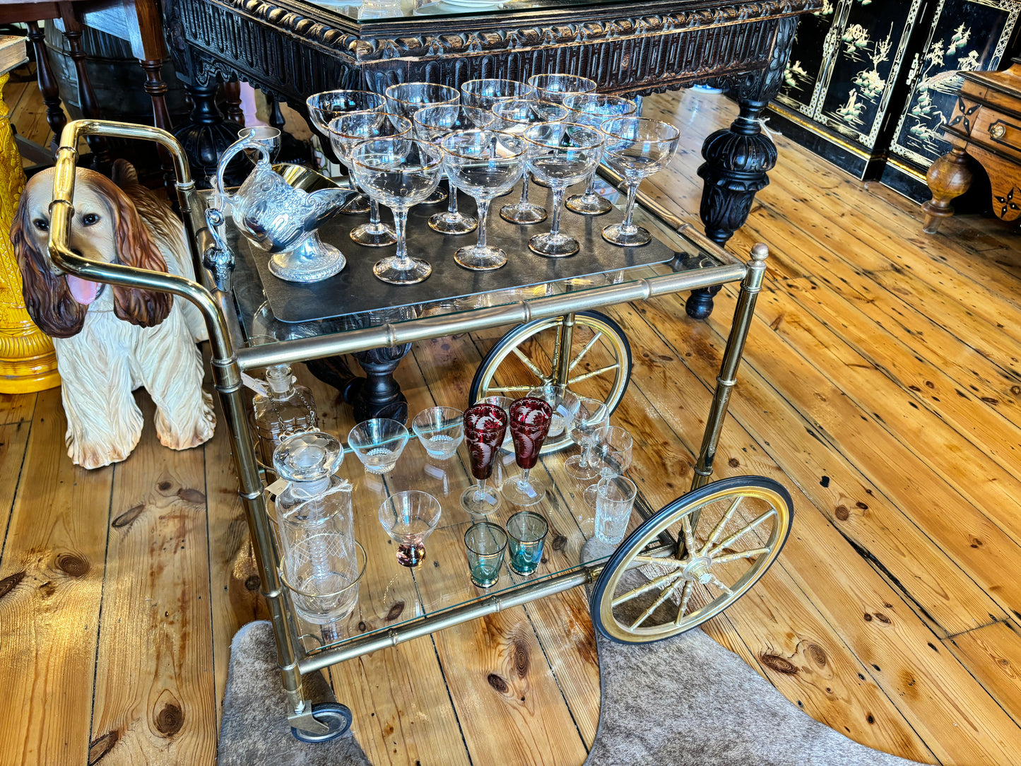 Elegant Brass Drinks Trolley