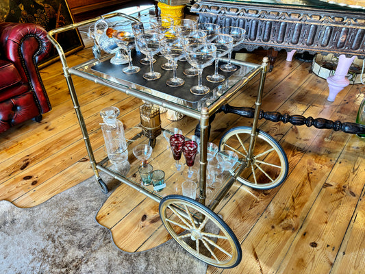 Elegant Brass Drinks Trolley