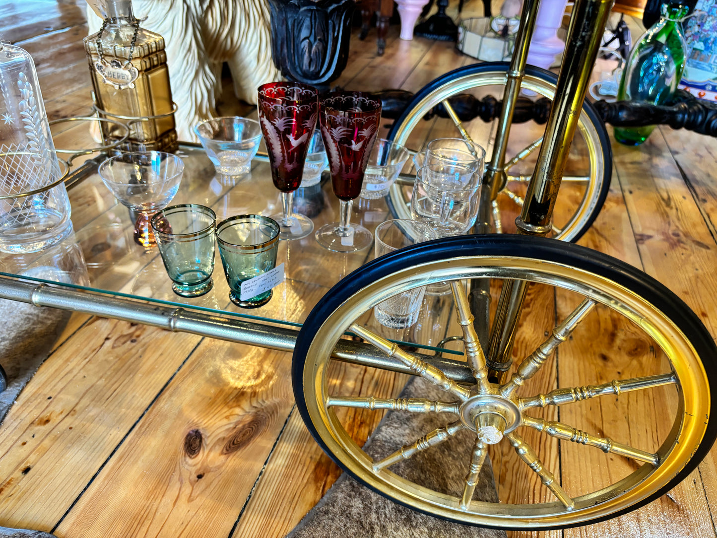 Elegant Brass Drinks Trolley