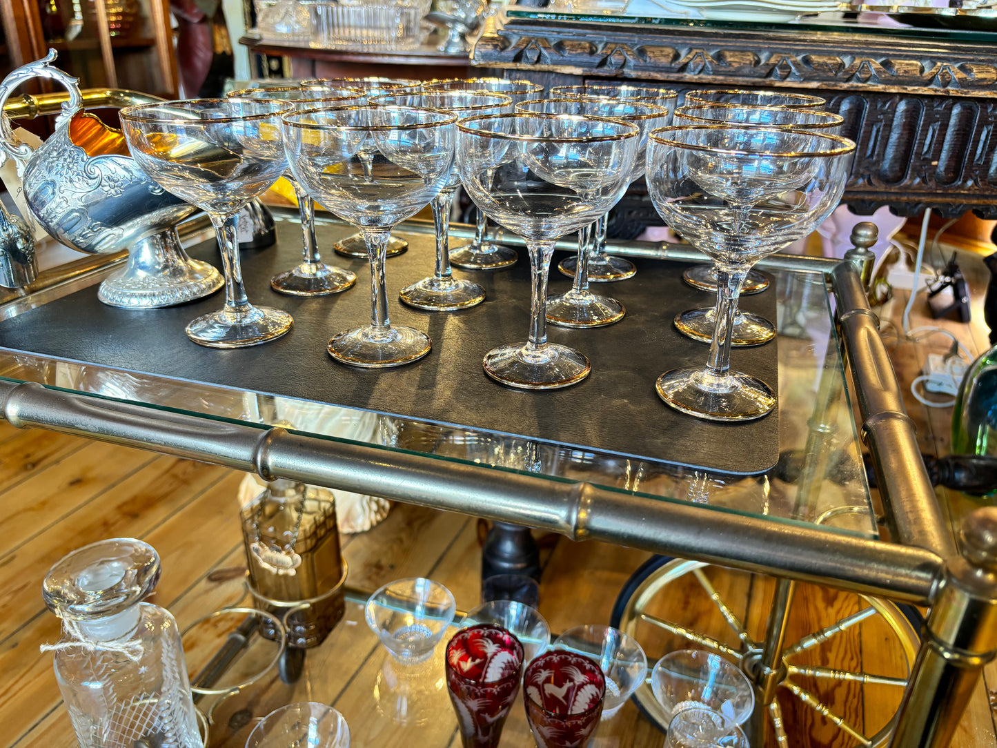 Elegant Brass Drinks Trolley