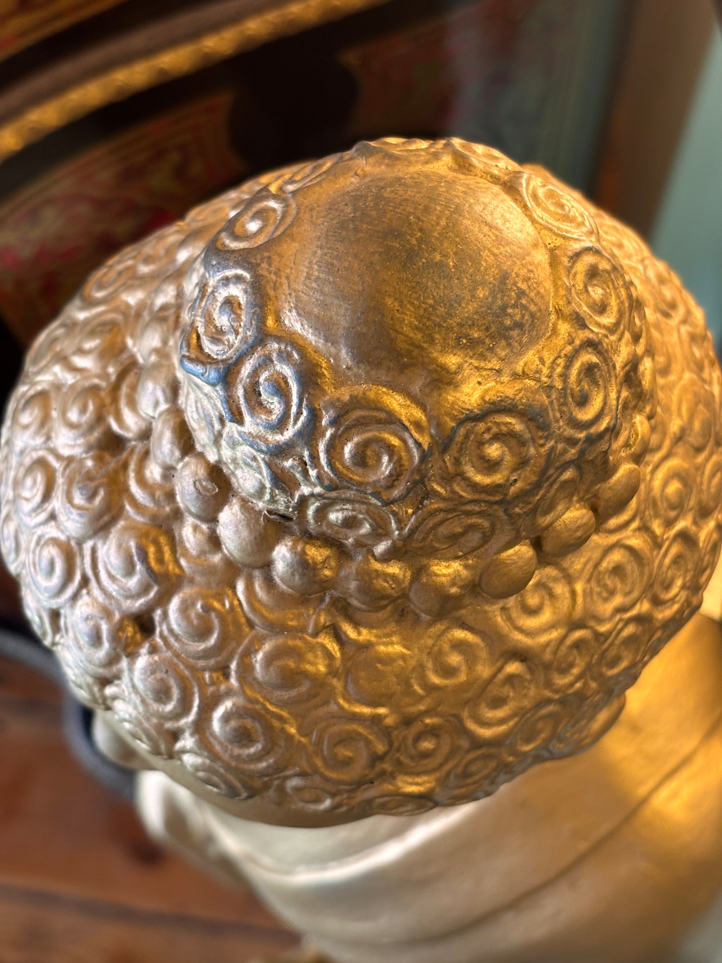 Large Gold Painted Terracotta Standing Buddha Statue 110cm – Asian Decorative Figure