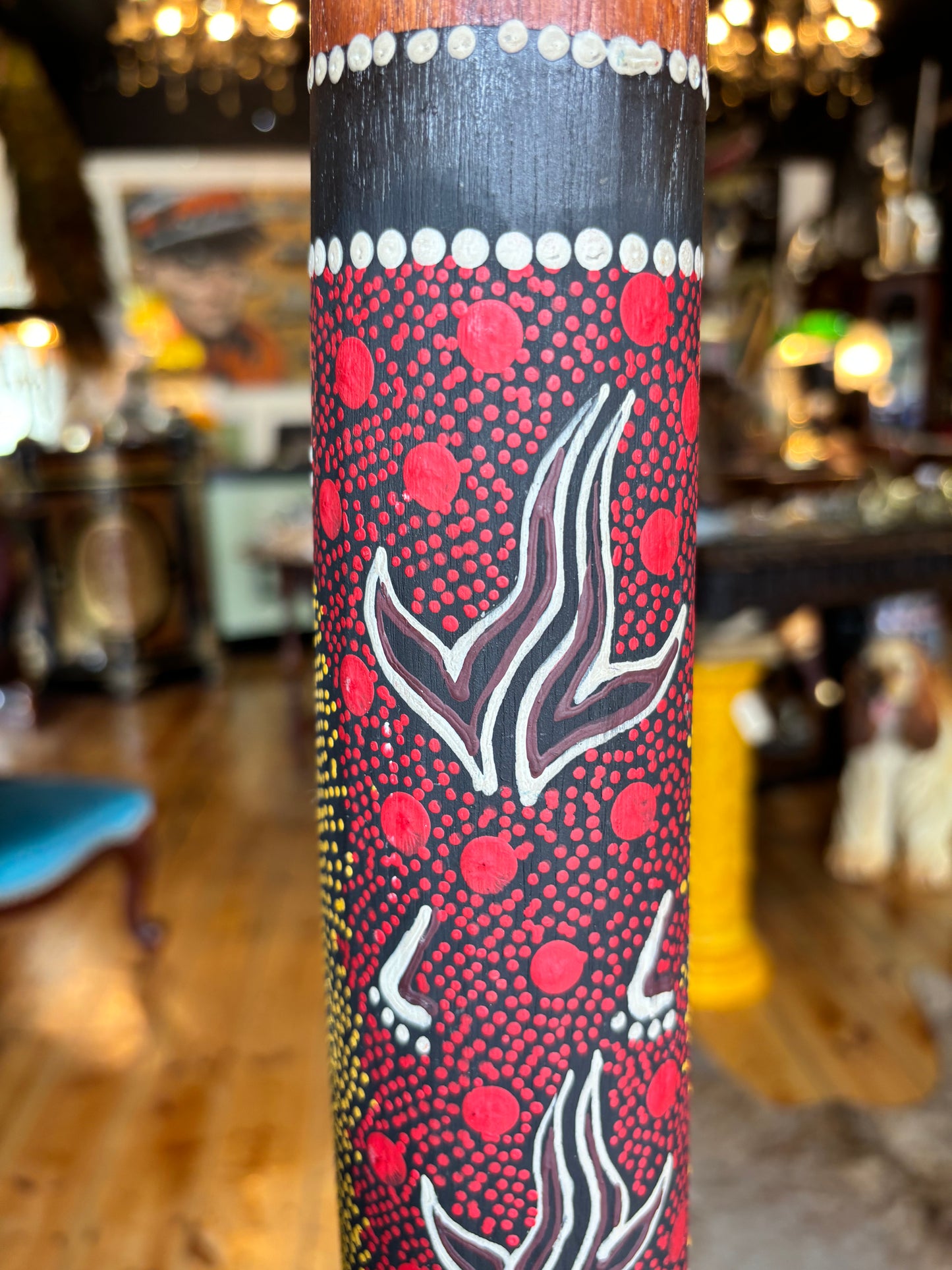 Beautiful Didgeridoo Featuring Dot Painting of Snake