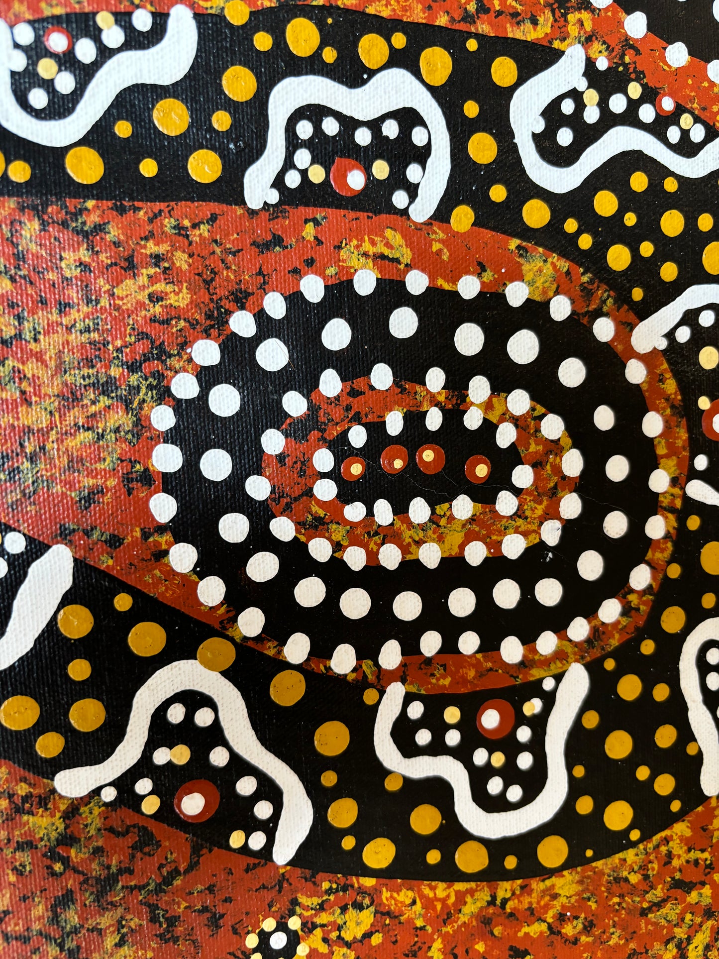 Original Aboriginal Dot Painting of Serpent Totem.