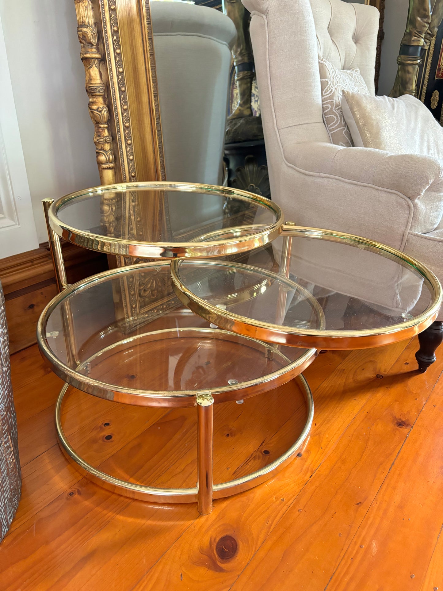 Swivel Top Three Tier Bass Coffee Table or Side Table