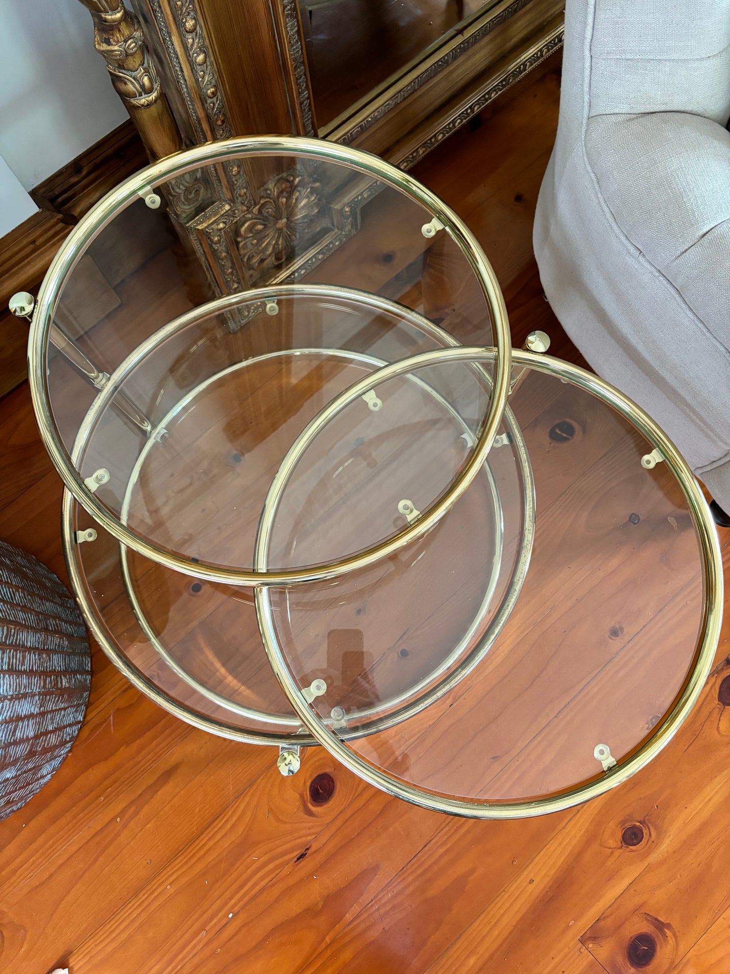 Swivel Top Three Tier Bass Coffee Table or Side Table