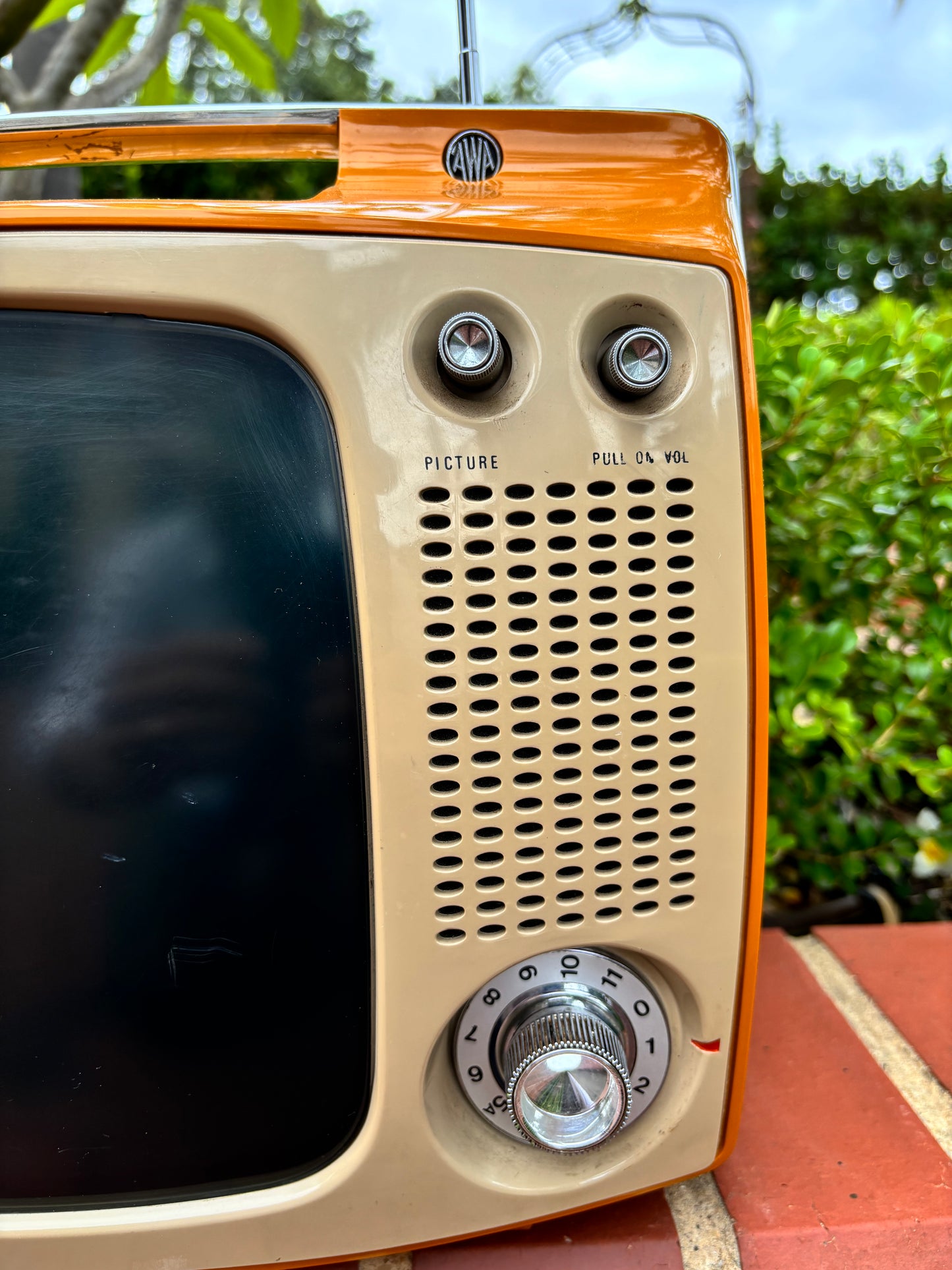 Vintage Chrome And Egg Yolk Orange AWA Television