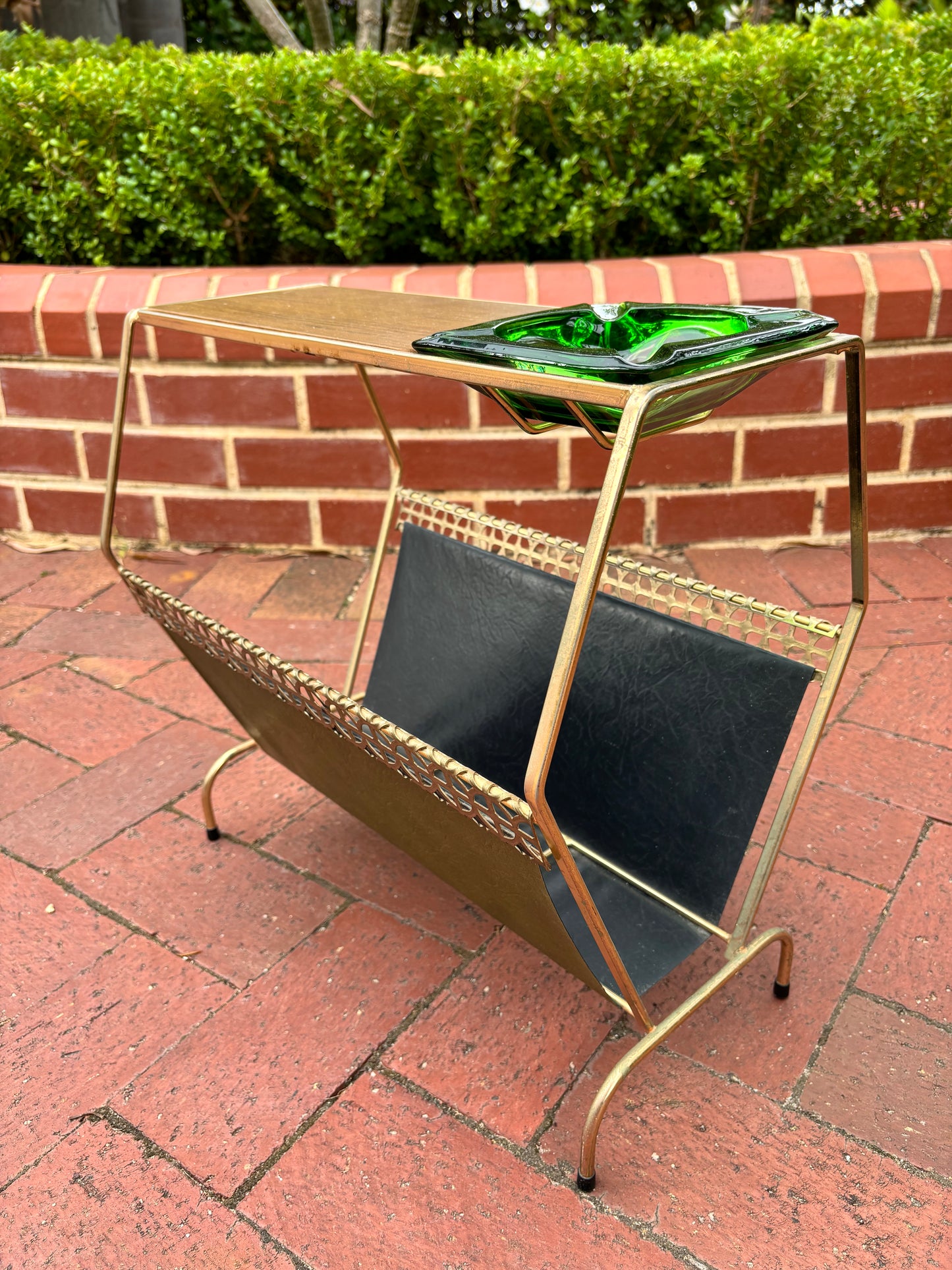 Mid Century Magazine Holder Side Table with Ash Tray