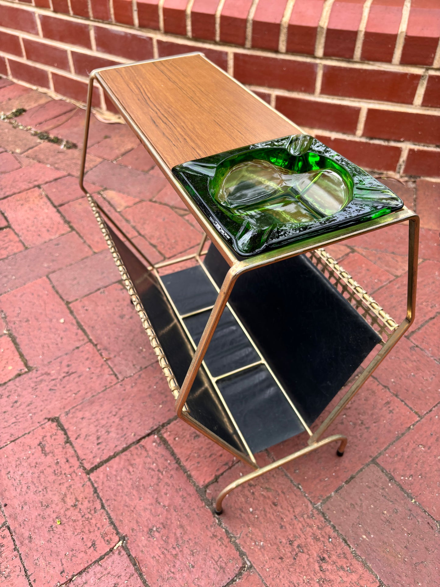 Mid Century Magazine Holder Side Table with Ash Tray