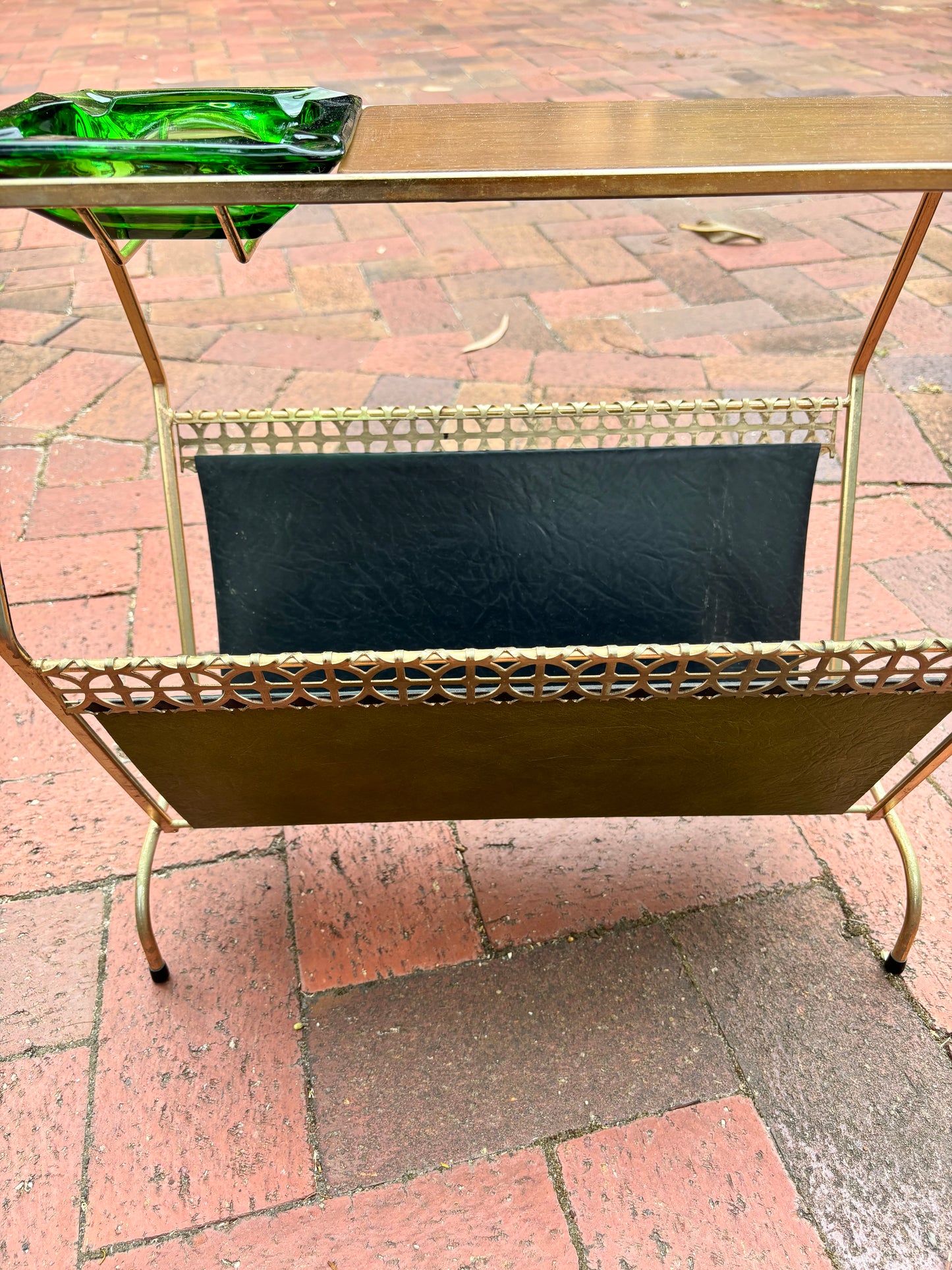 Mid Century Magazine Holder Side Table with Ash Tray