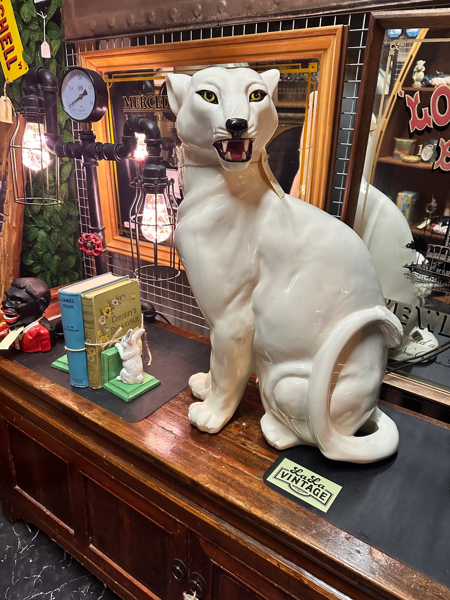 White Ceramic Panther, Rare