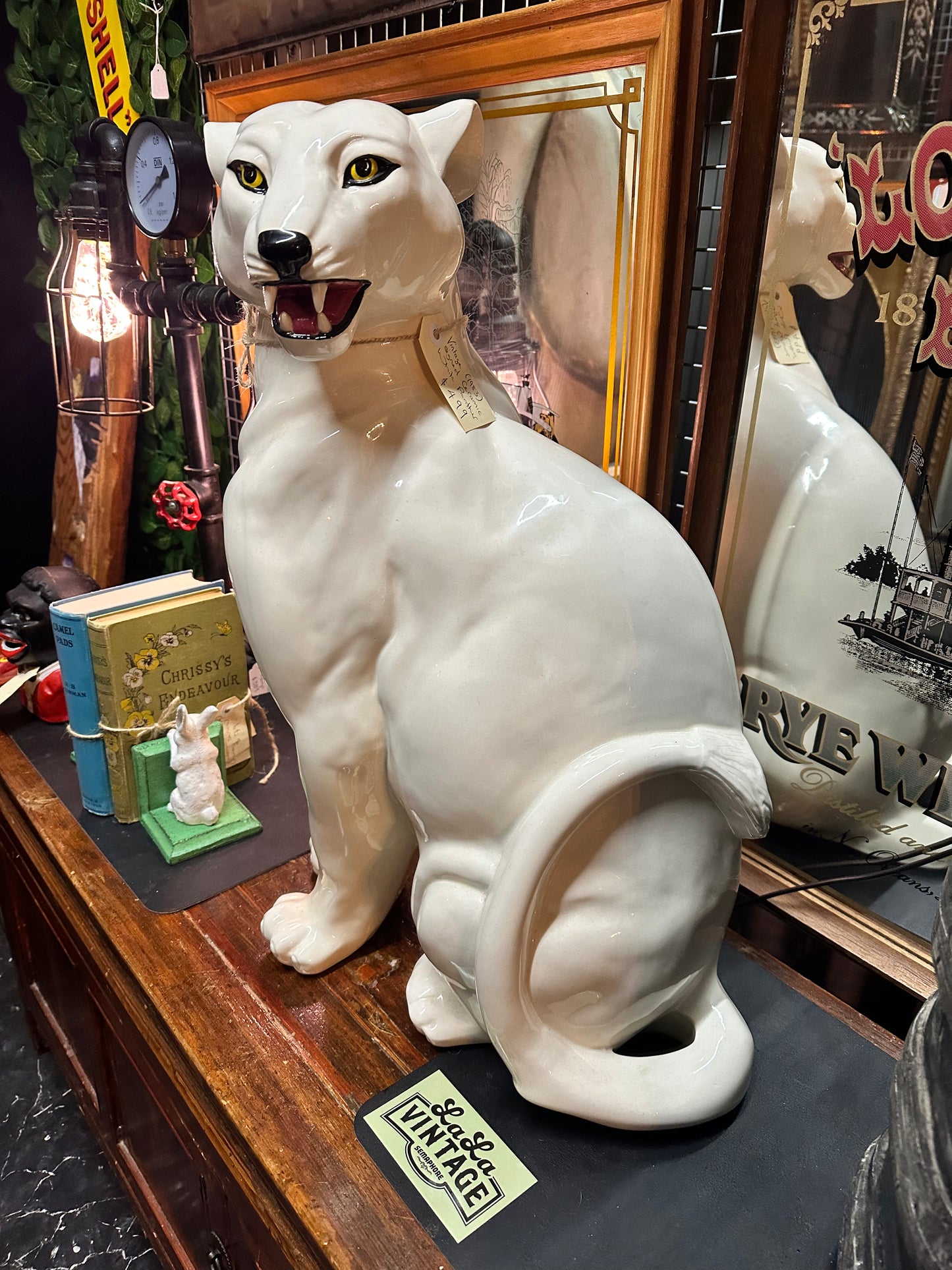 White Ceramic Panther, Rare