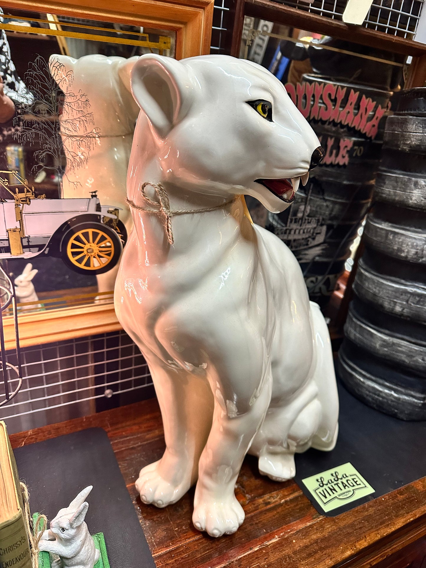 White Ceramic Panther, Rare