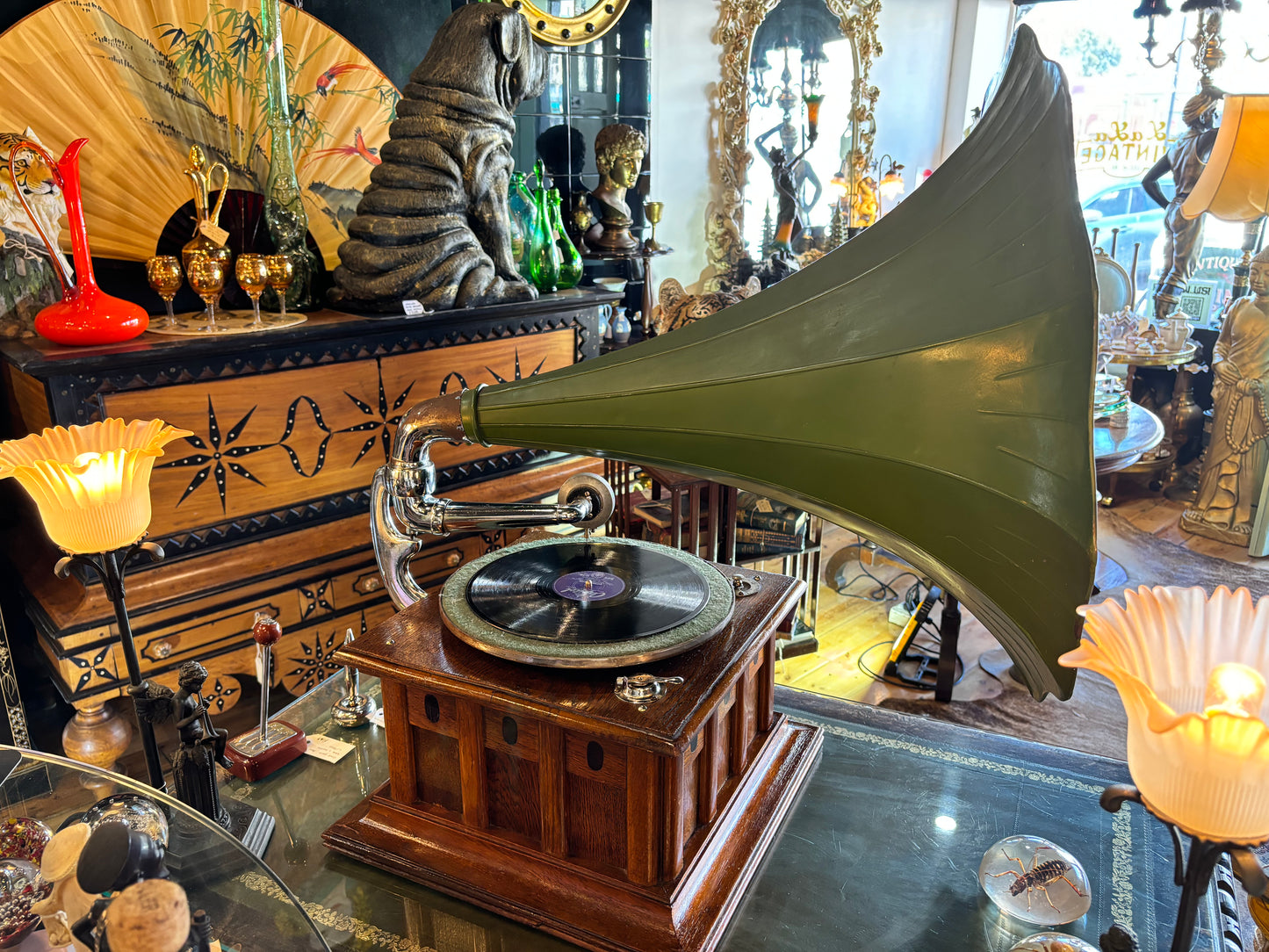 Exceptional Functional Swiss Made Gramophone c1920s Gloriola No5 Concert Sound Box