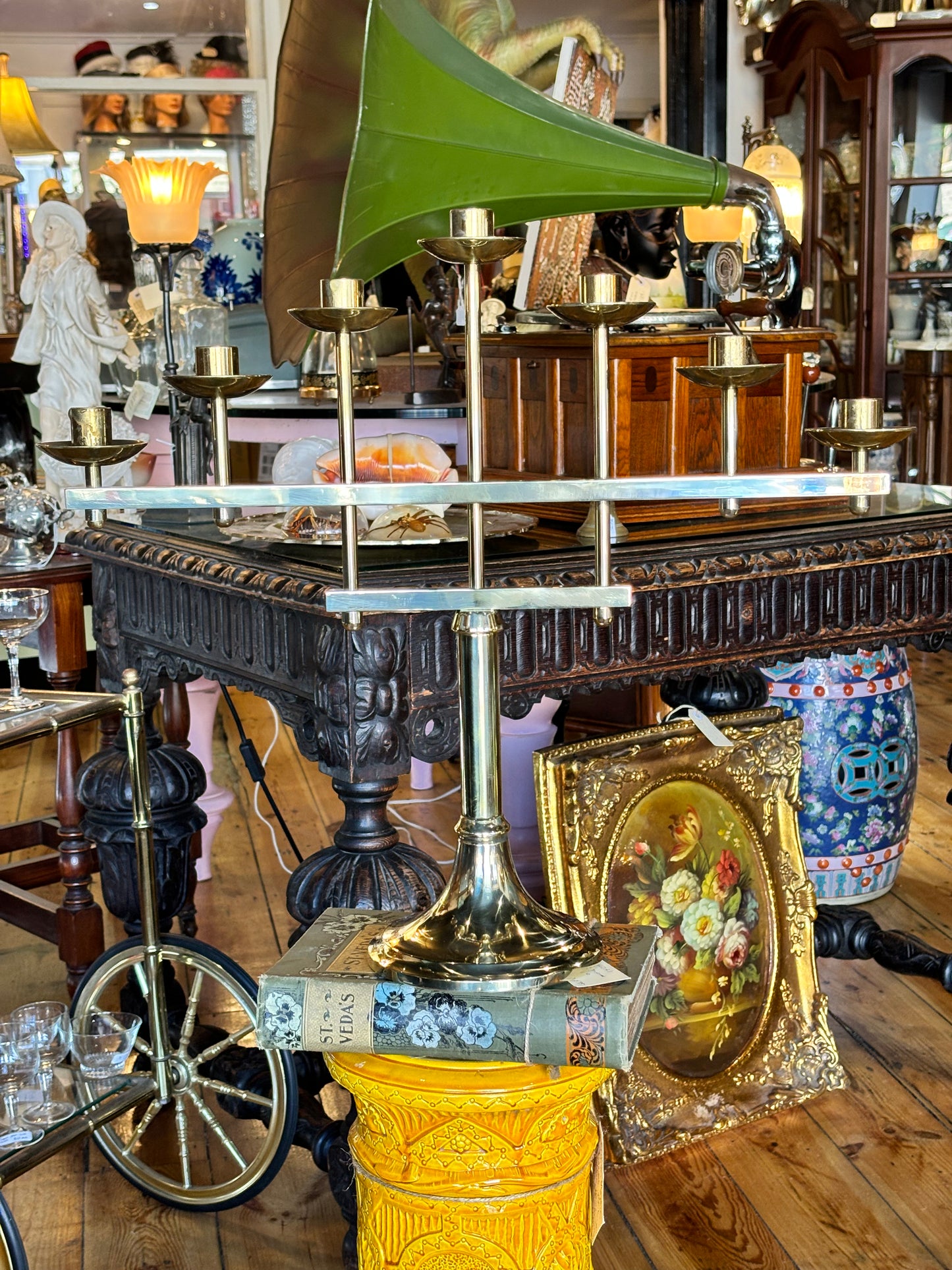 Solid Brass Candelabra in Menorah Style